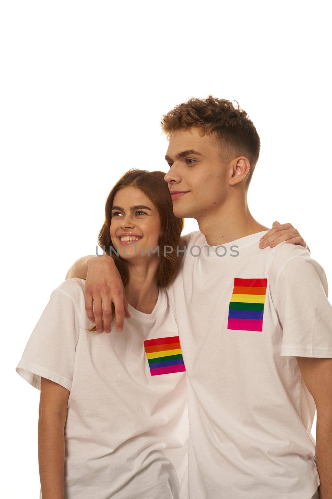 couple Flag lgbt transgender sexual minorities light background. High quality photo