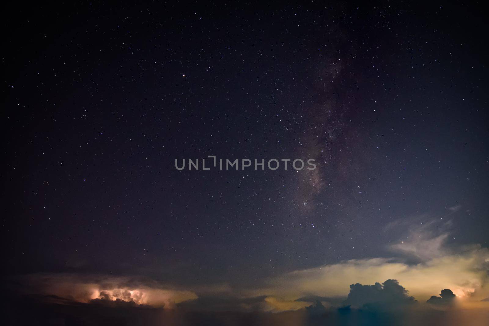 Milkyway and Lightning Sky at night