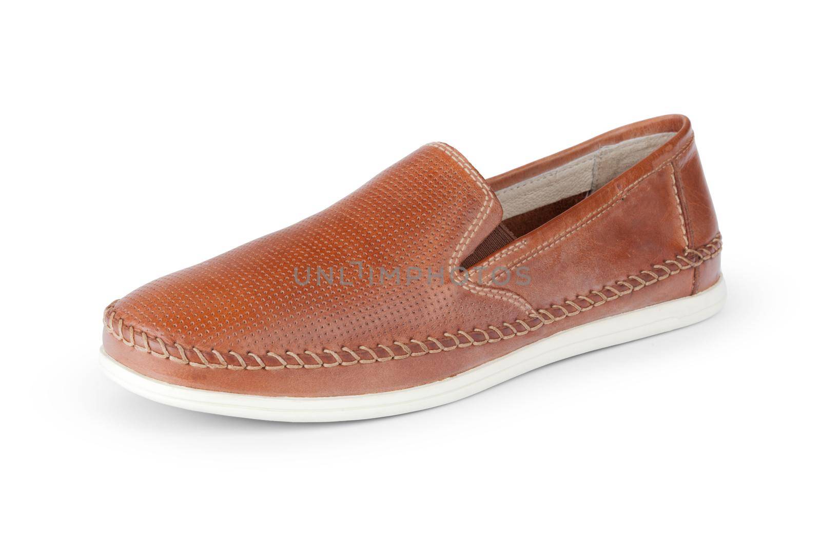 Casual male leather shoes isolated on white background