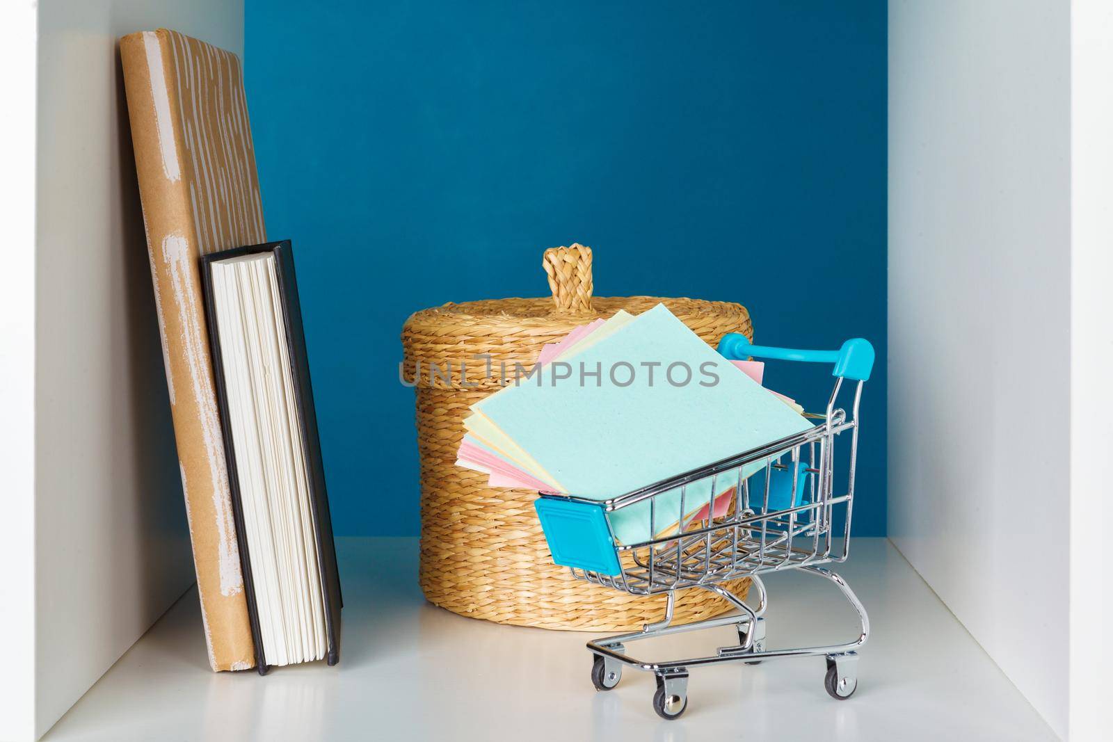 books on a wooden shelf at home or office