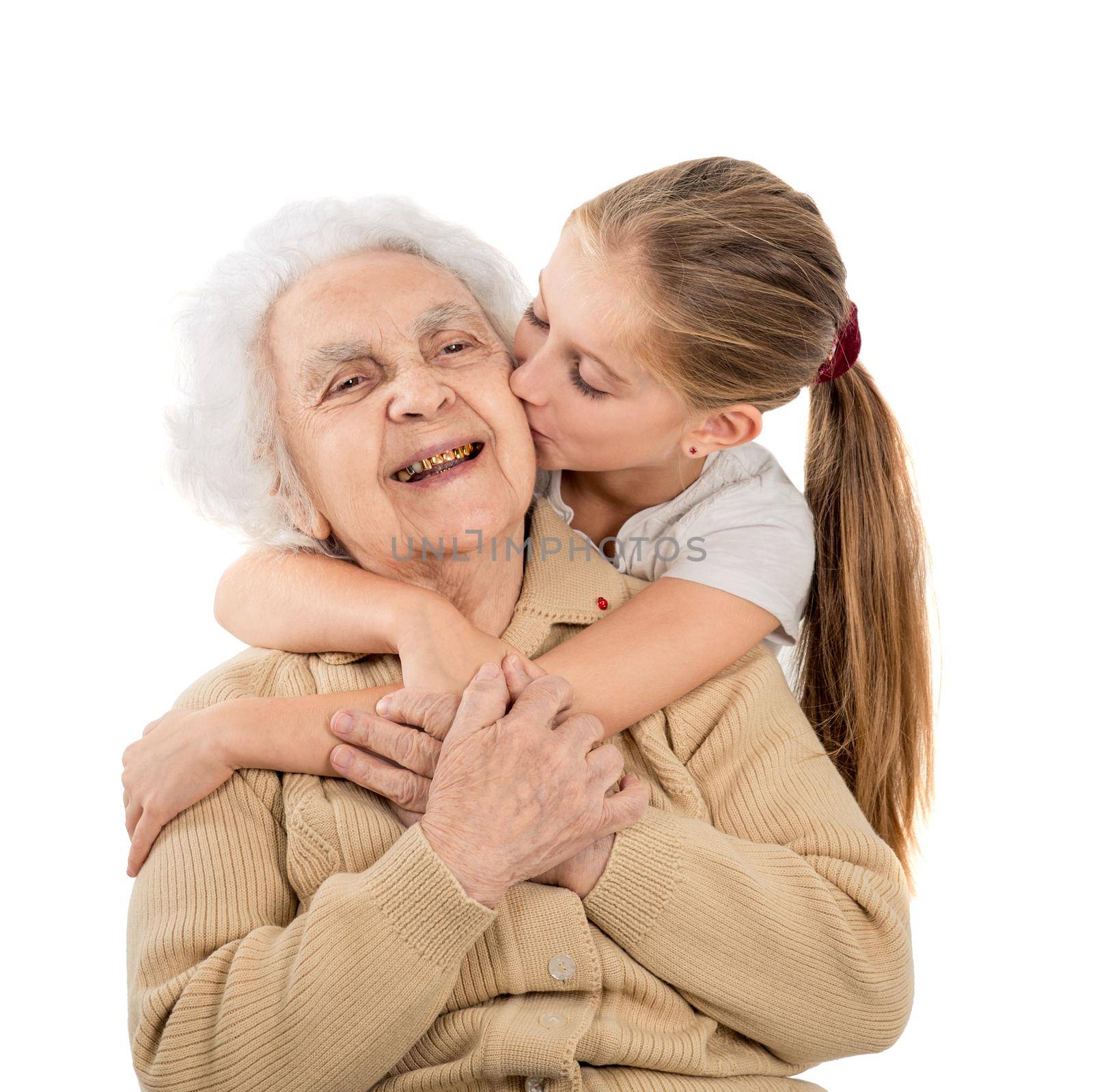 little girl with greatgrandmother portrait