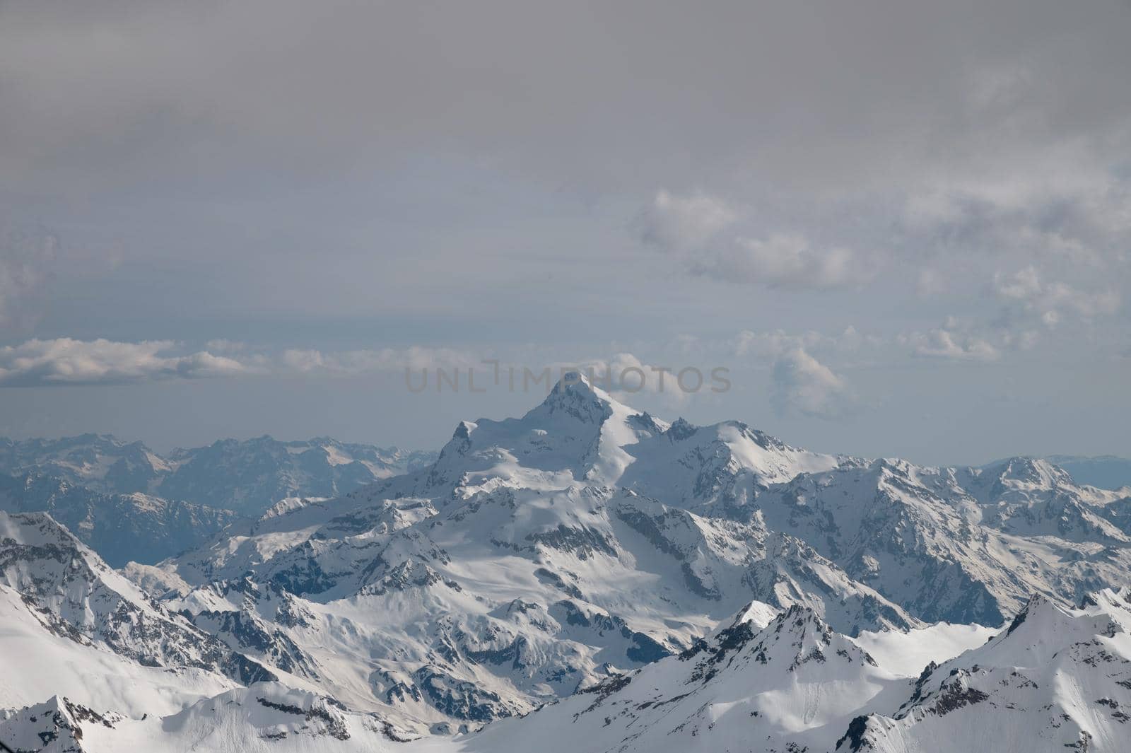 Nobody. The top of the Caucasian ridge is Mount Stavler. View from Mount Elbrus, Russia, Kabardino-Balkaria. by yanik88