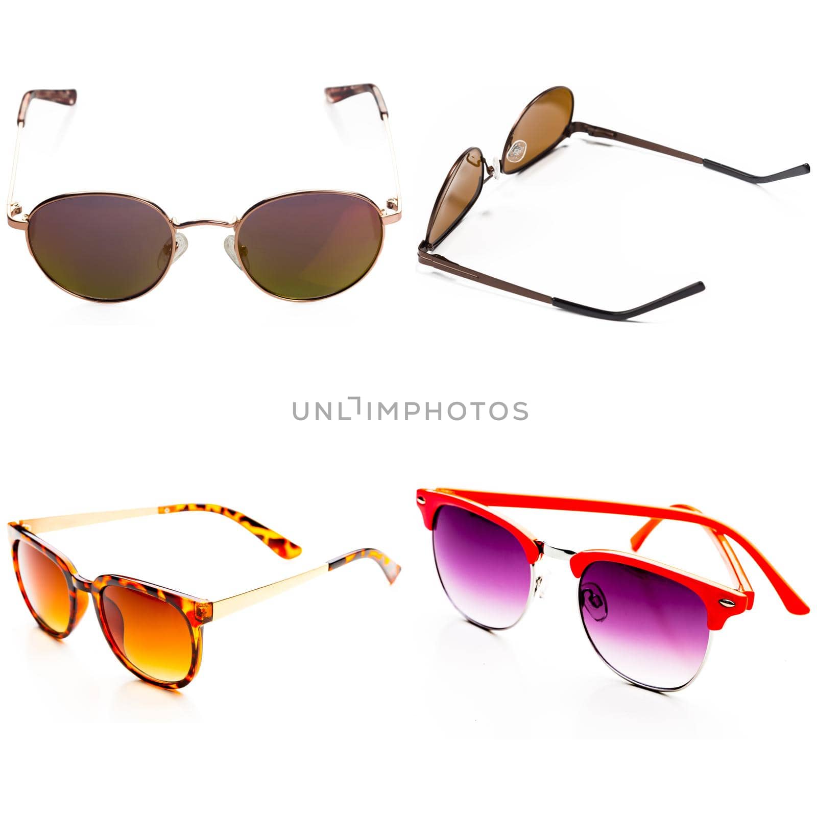 Set of sunglasses isolated on white background
