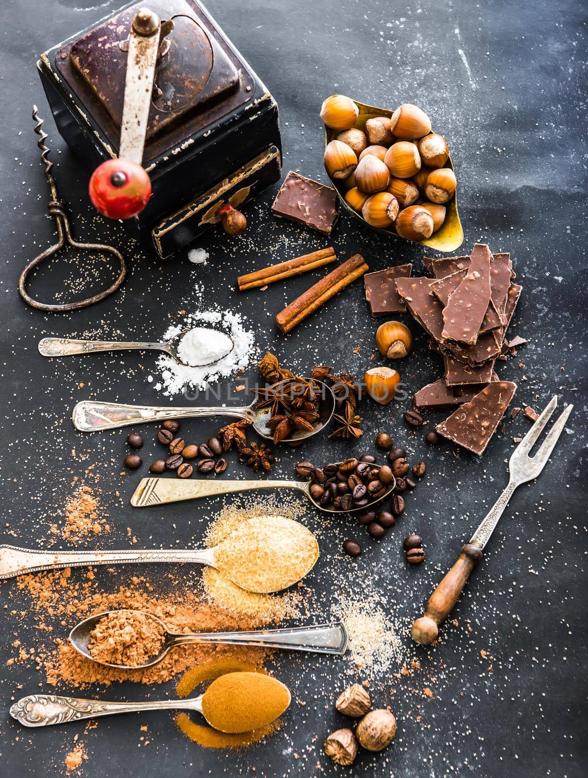 Sweet spices and chocolate on a table by GekaSkr