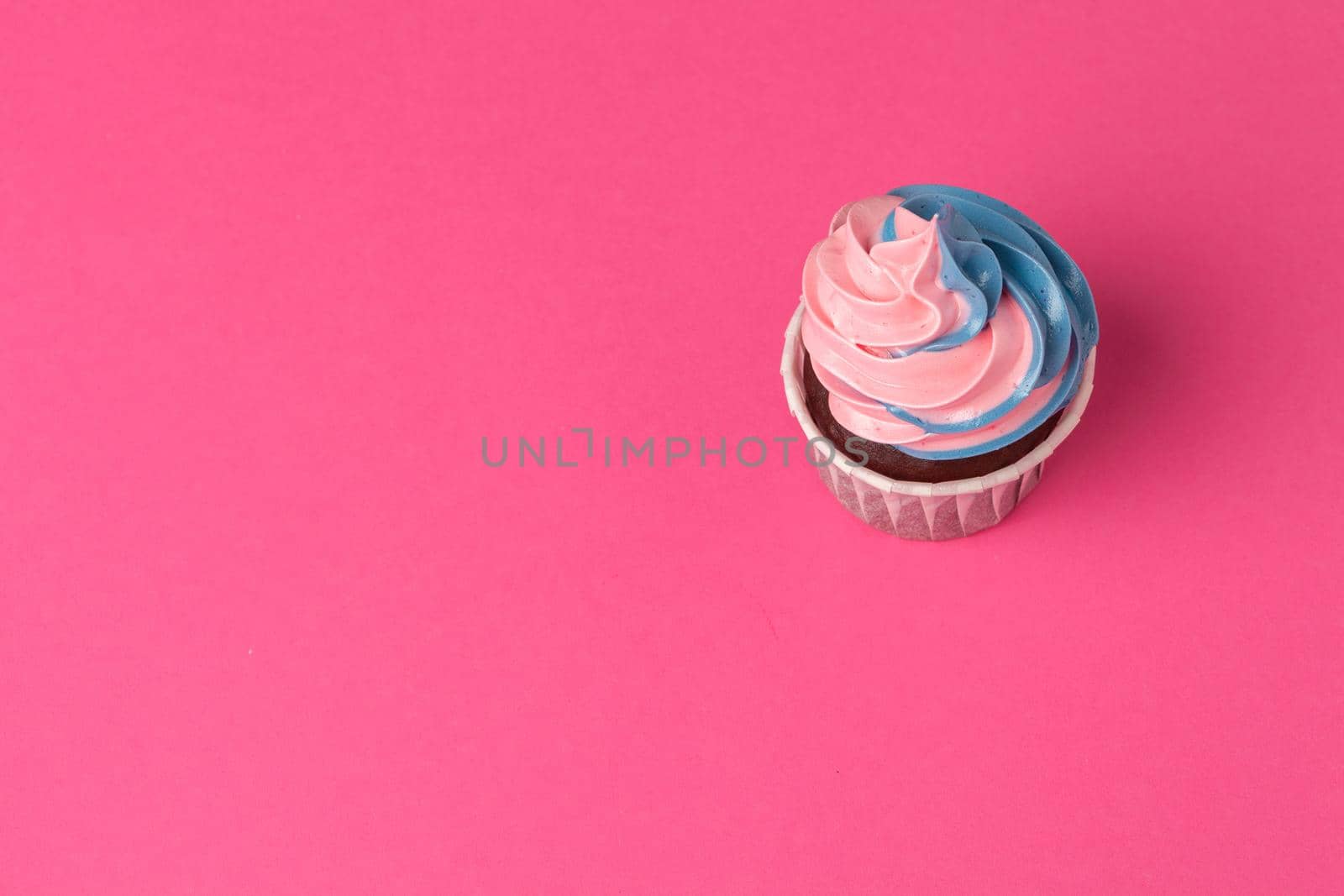 Tasty cupcakes closeup background with copy space. Birthday party sweets