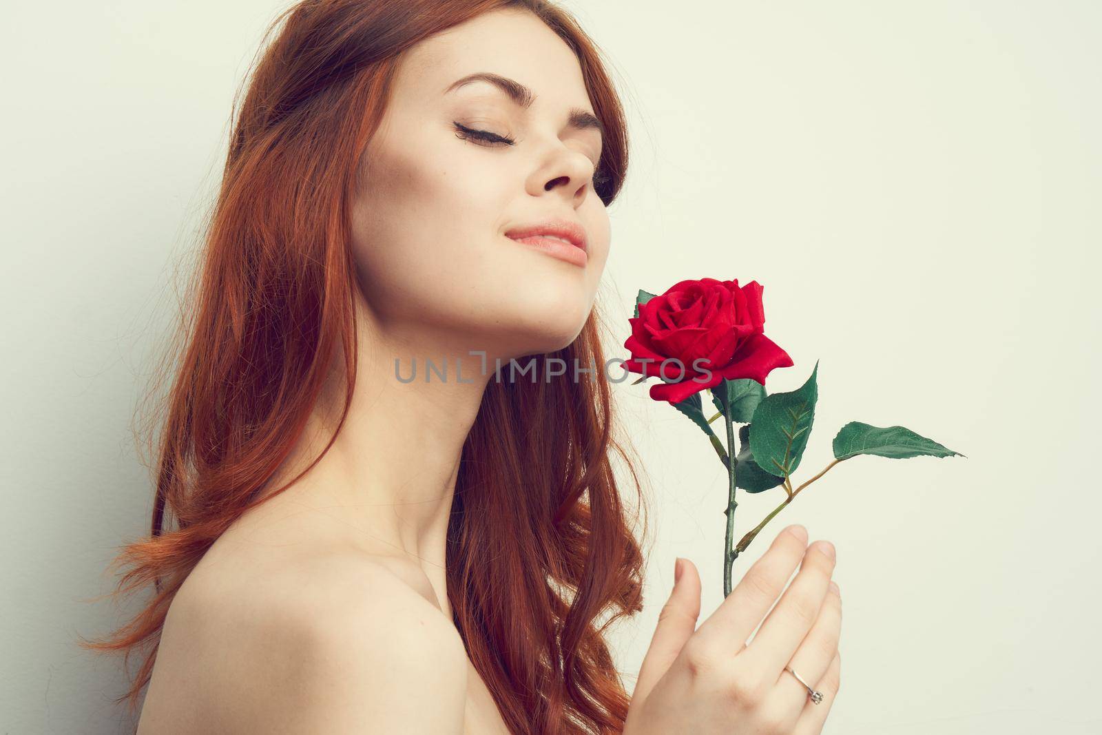 cheerful woman fashion hairstyle rose flower charm romance by Vichizh