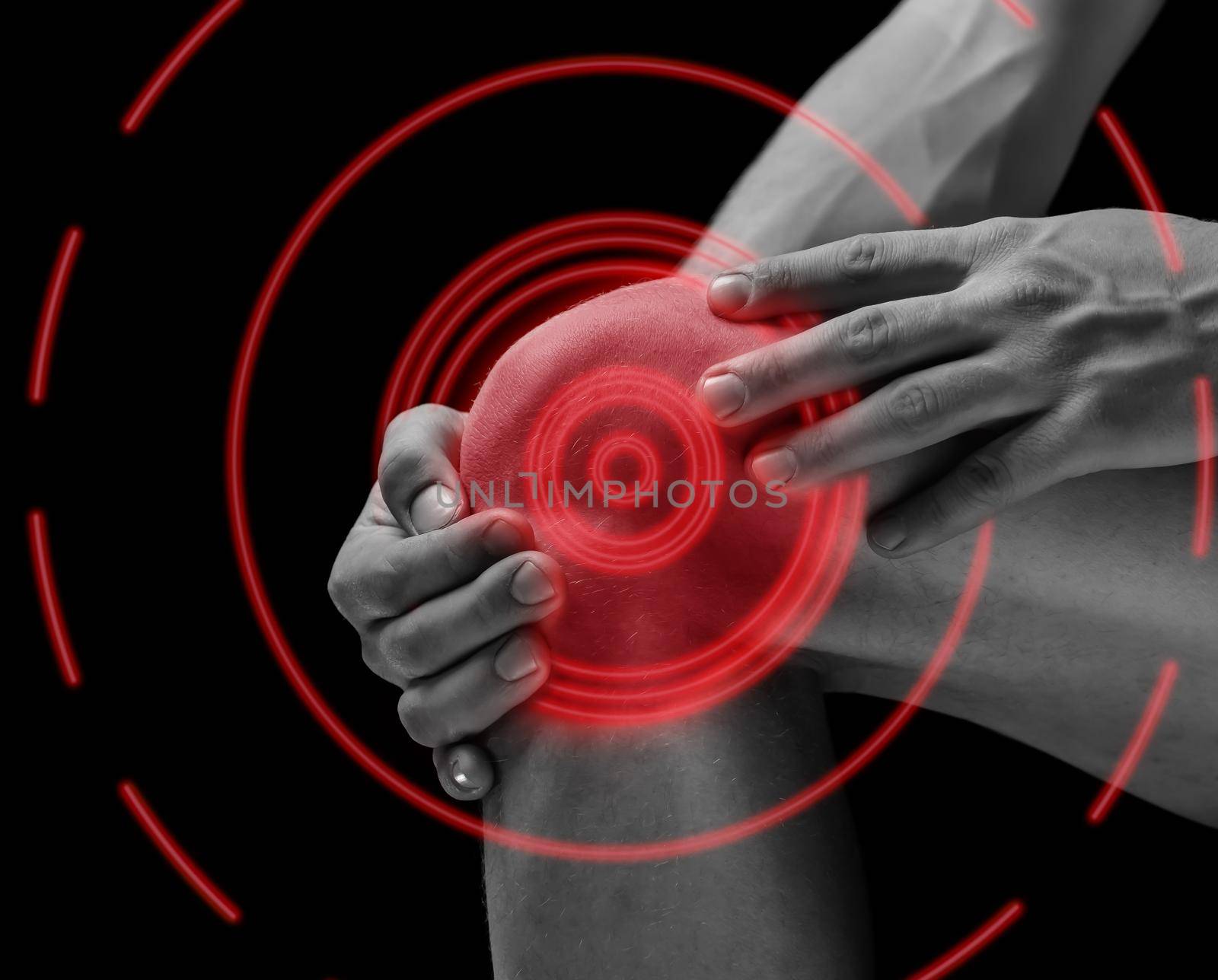 Pain in the knee joint, pain area of red color by alexAleksei