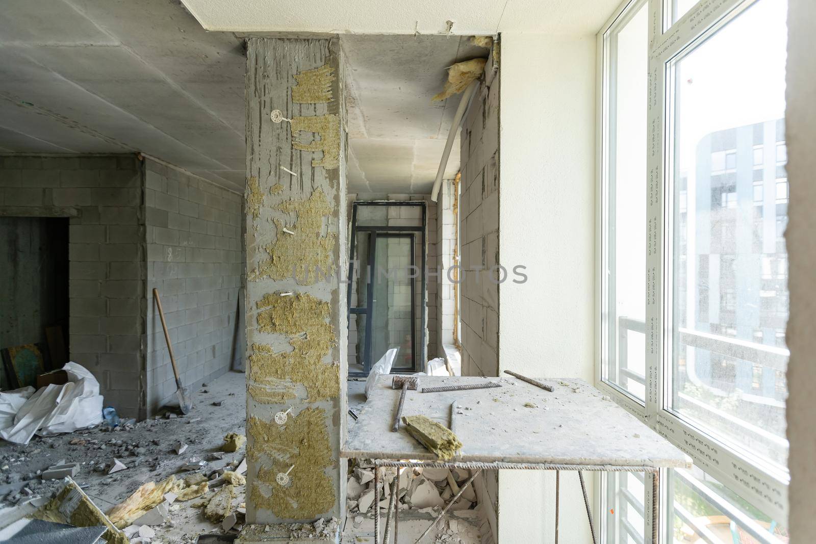 Empty large apartment after builders without repair. Start renovation. New house.