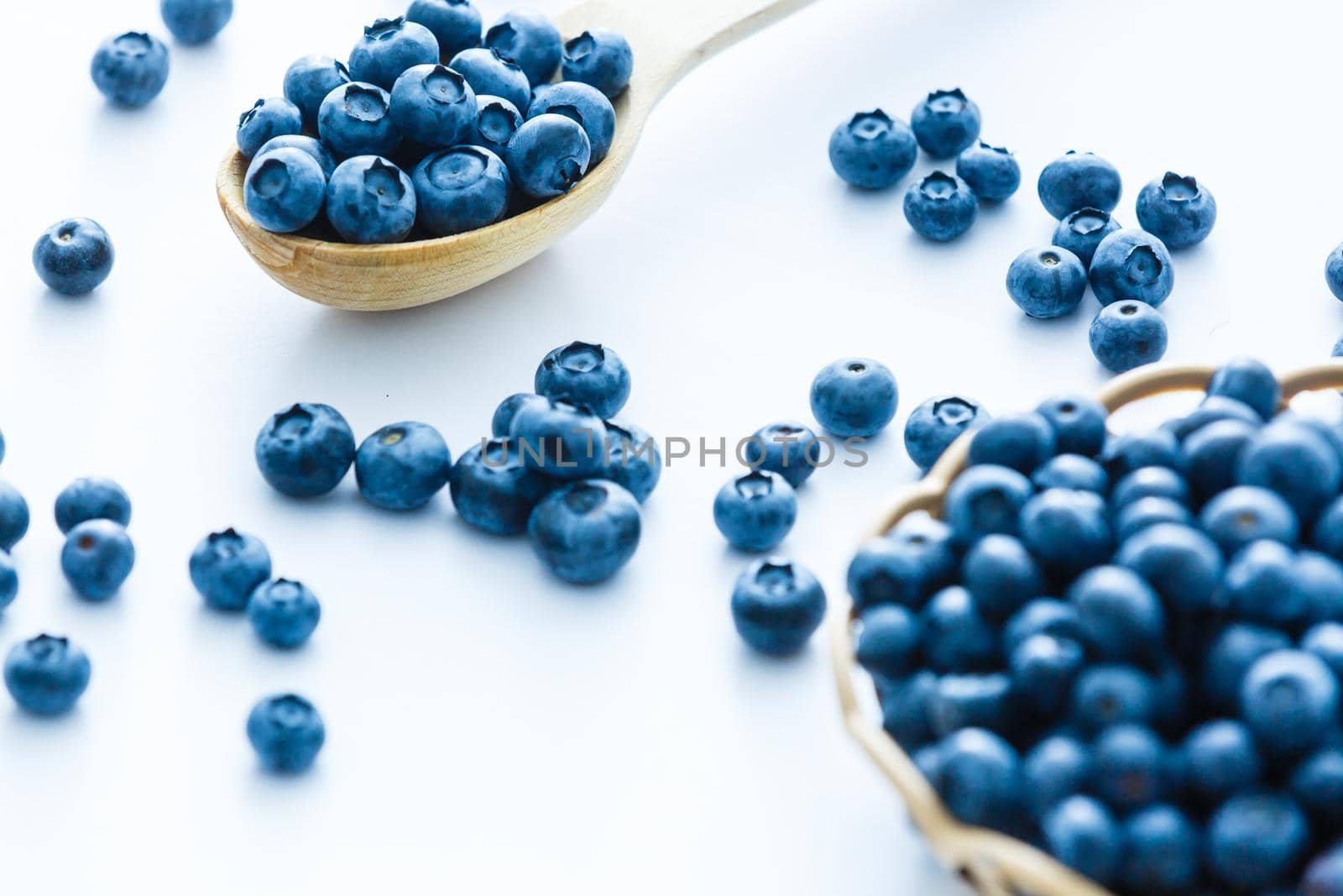 Tasty blueberries isolated on white background. Blueberries are antioxidant organic superfood.