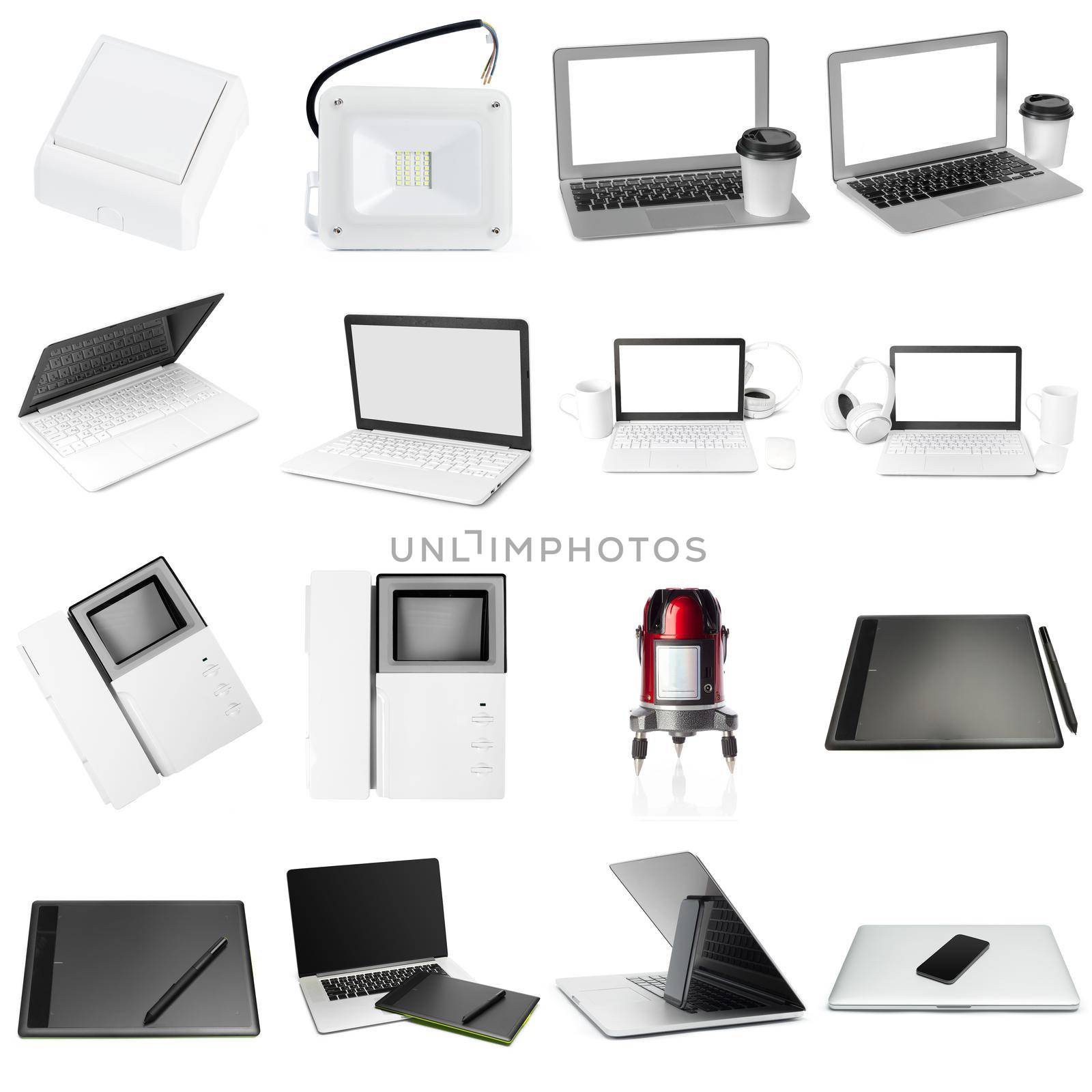 set of electronic object isolated on white background by Fabrikasimf