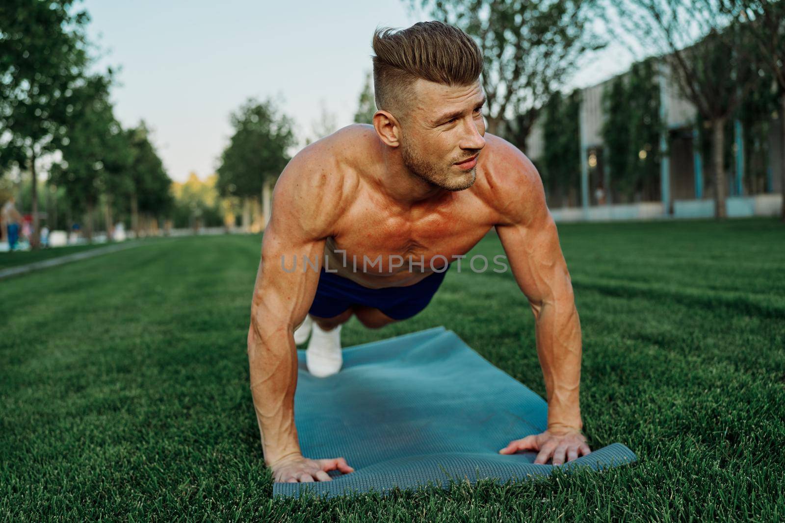sports muscular man exercise fitness crossfit. High quality photo