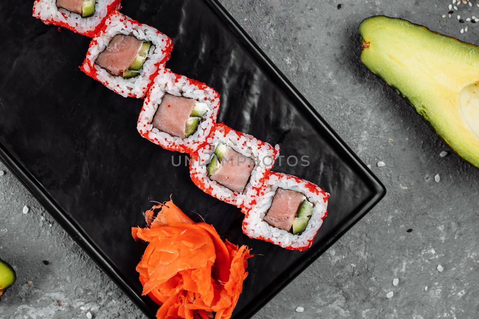 Sushi california roll with tuna in caviar by UcheaD