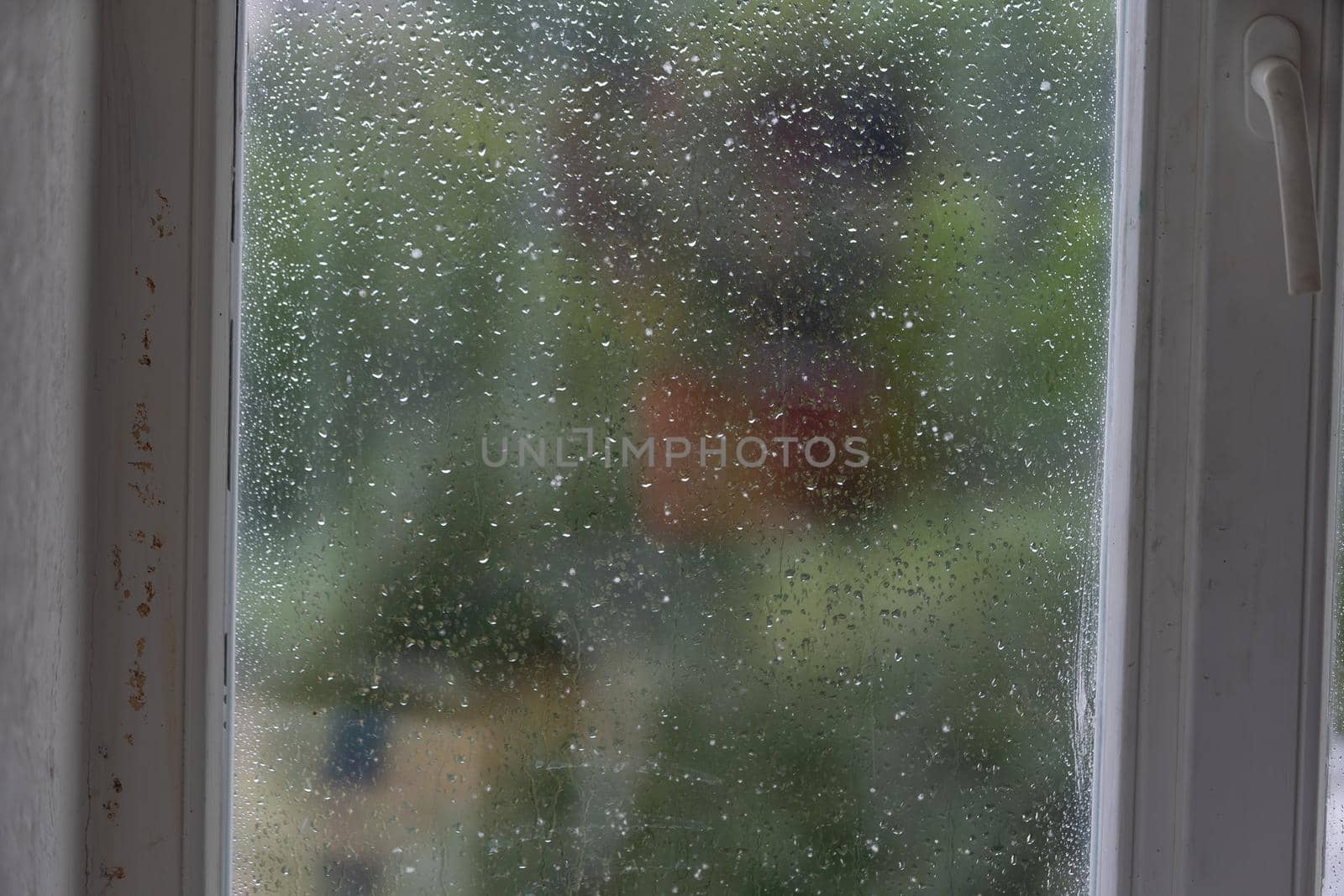 water drops on window after rain by Andelov13