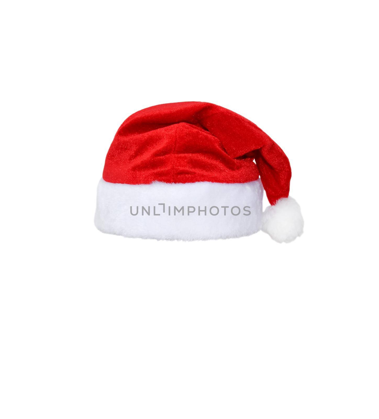 Santa Claus red hat isolated on white background. Red christmas hat or cap isolated on white