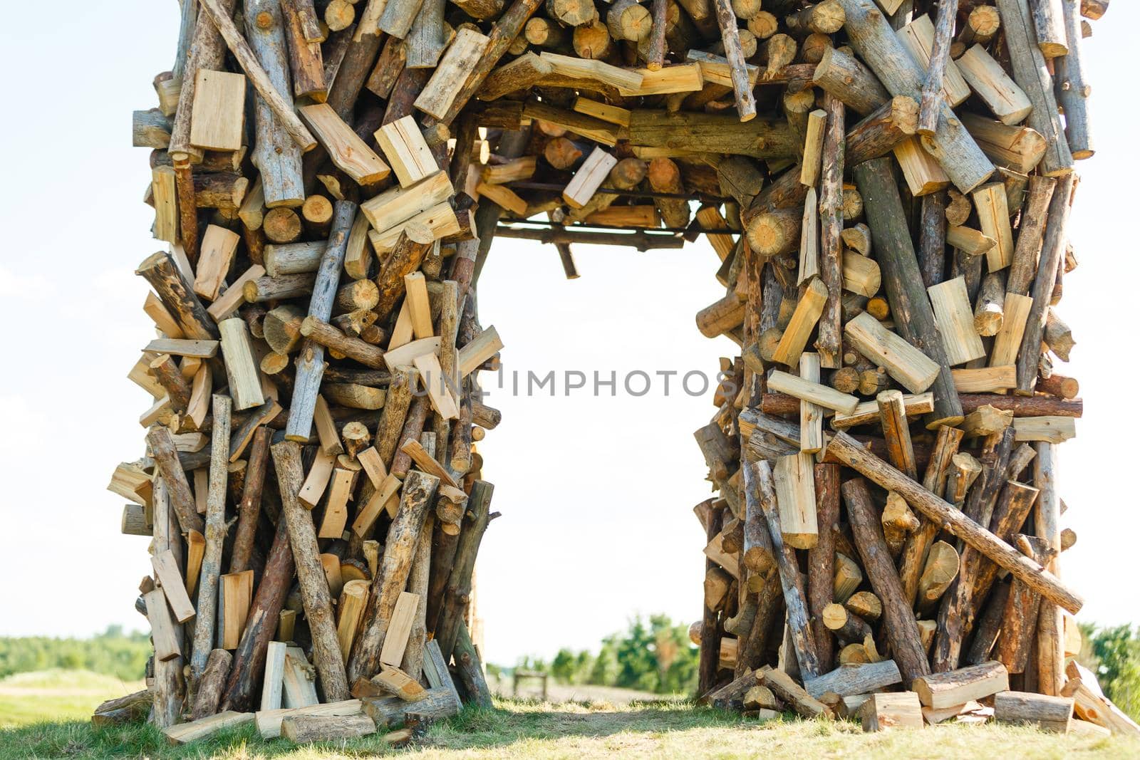 wooden gate in the field background