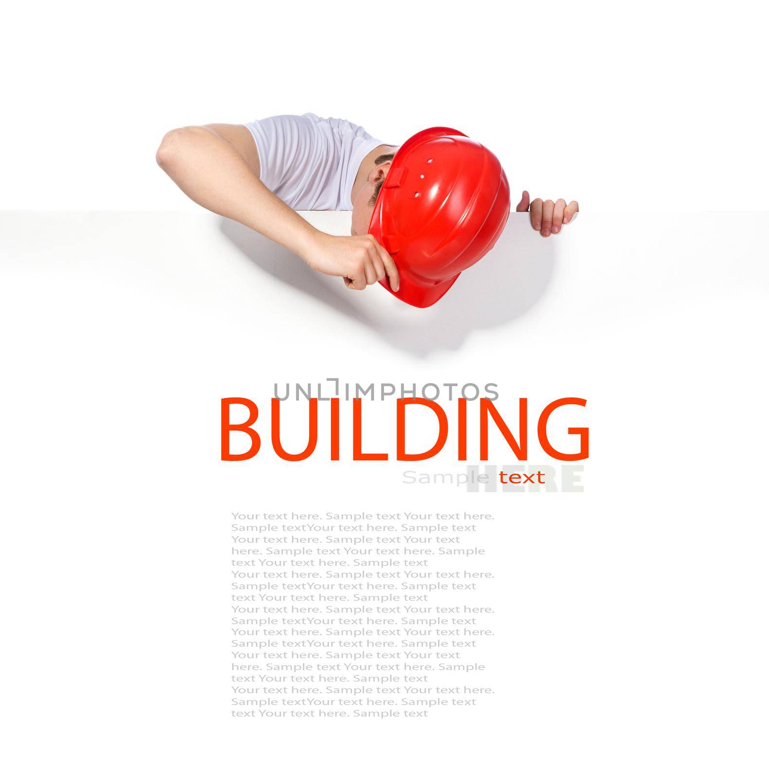 portrait of a builder on a white background