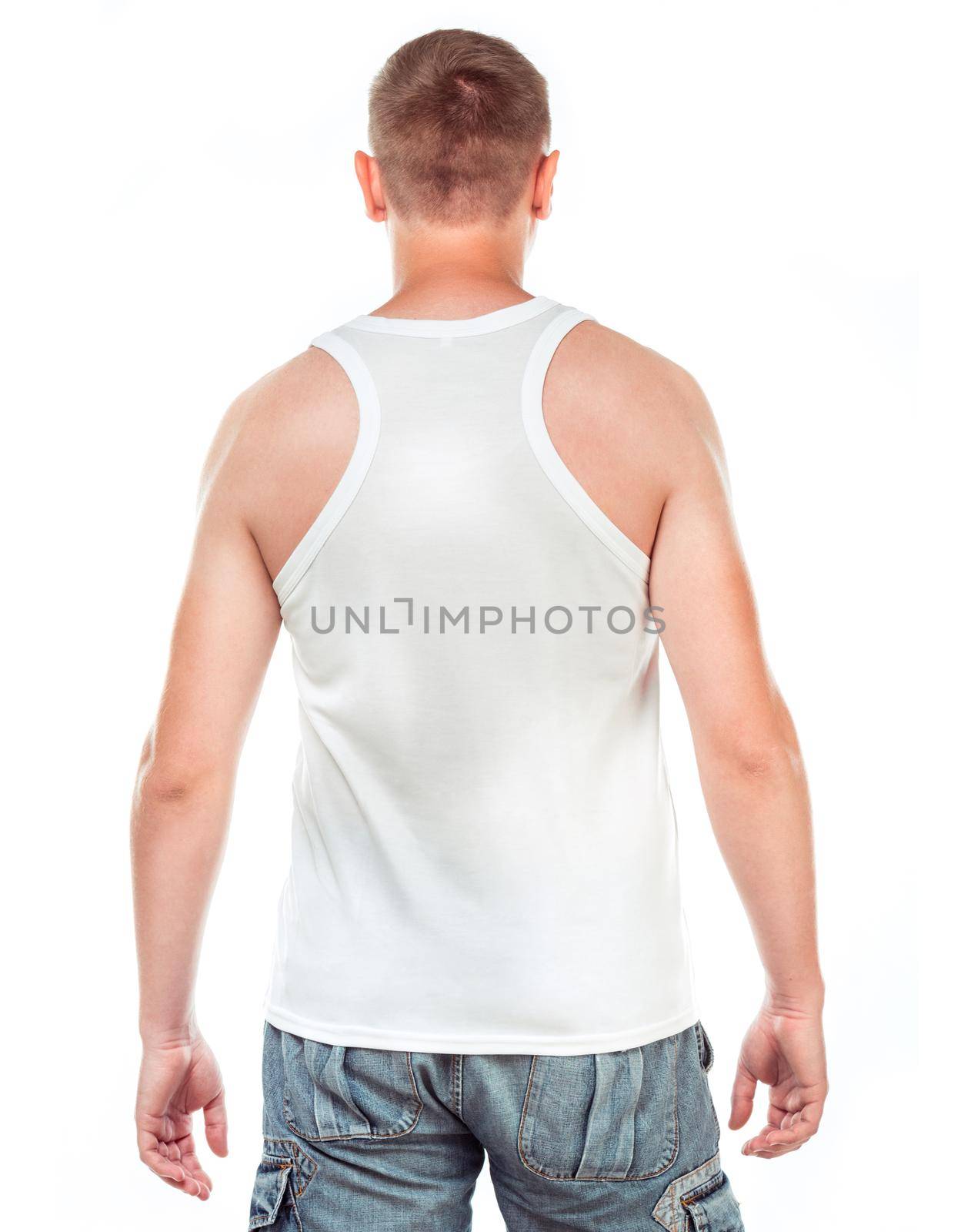 white t-shirt on a young man by tan4ikk1