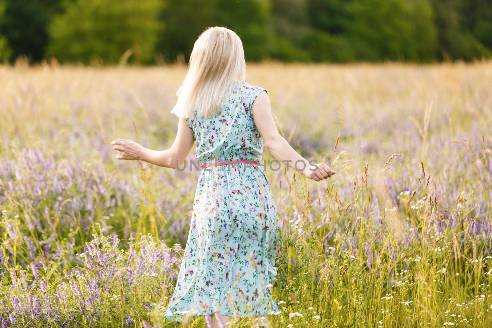 beautiful girl in a summer field