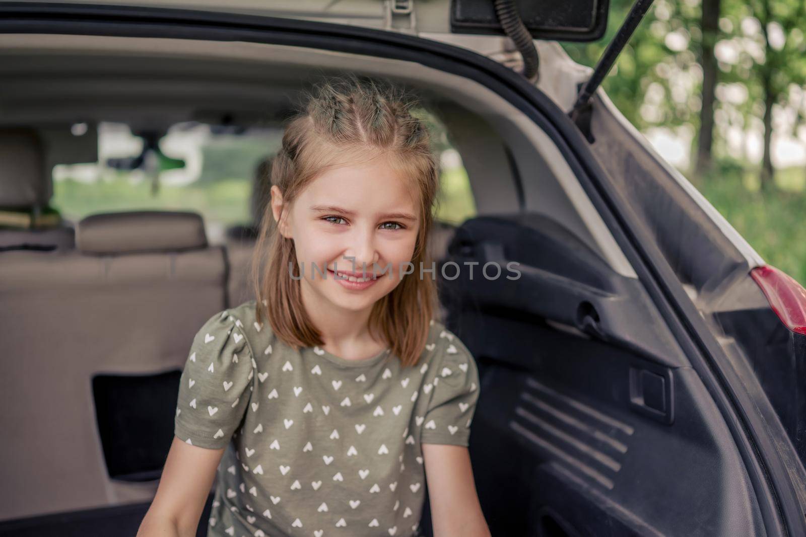 Preteen girl with car at the nature by tan4ikk1