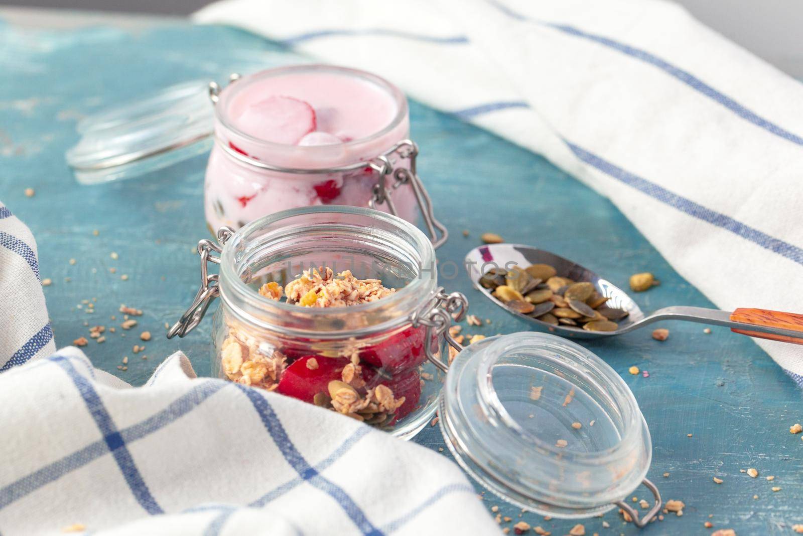 Breakfast parfait with homemade granola and yogurt