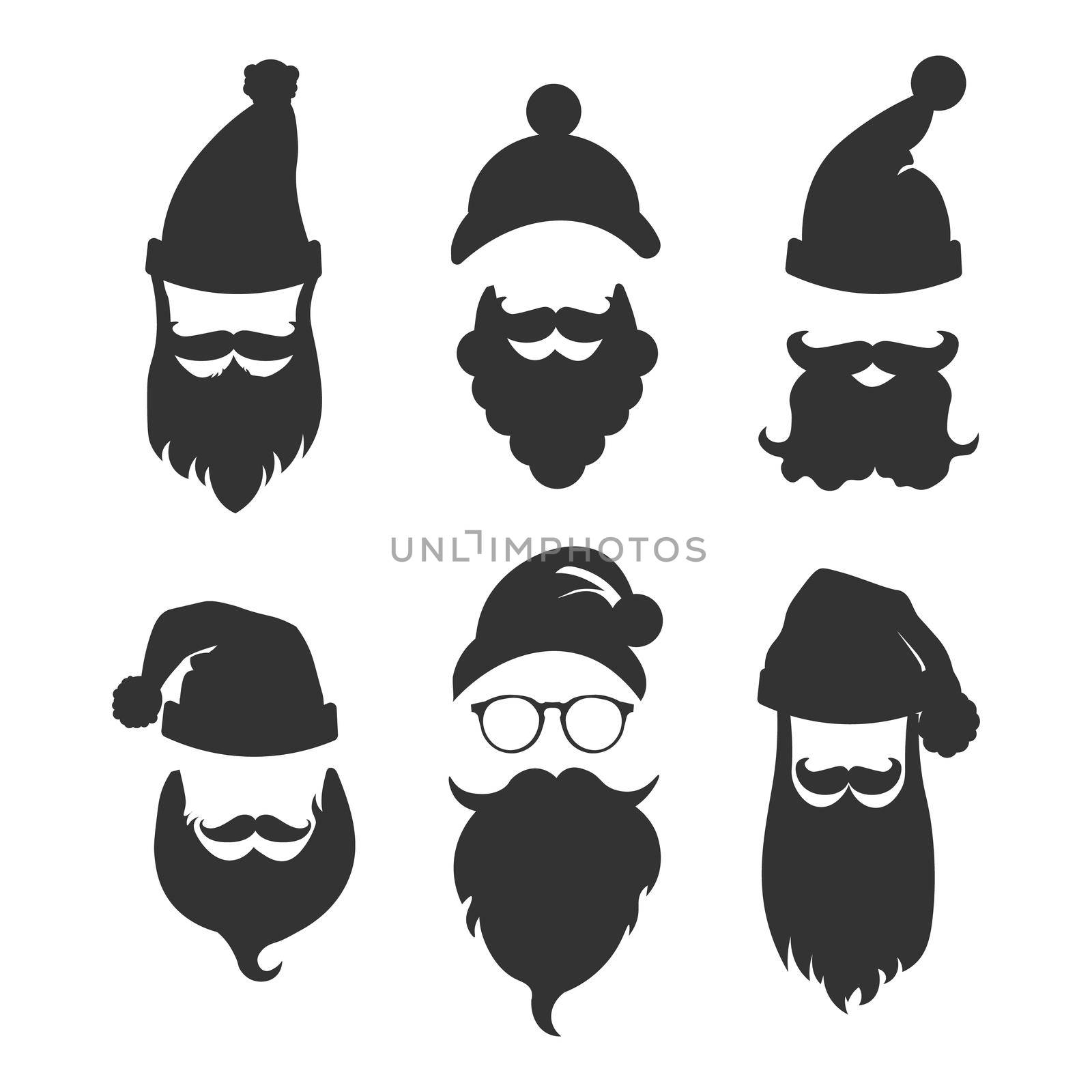 Black and White Santa Klaus fashion silhouette hipster style, illustration icons by Alxyzt