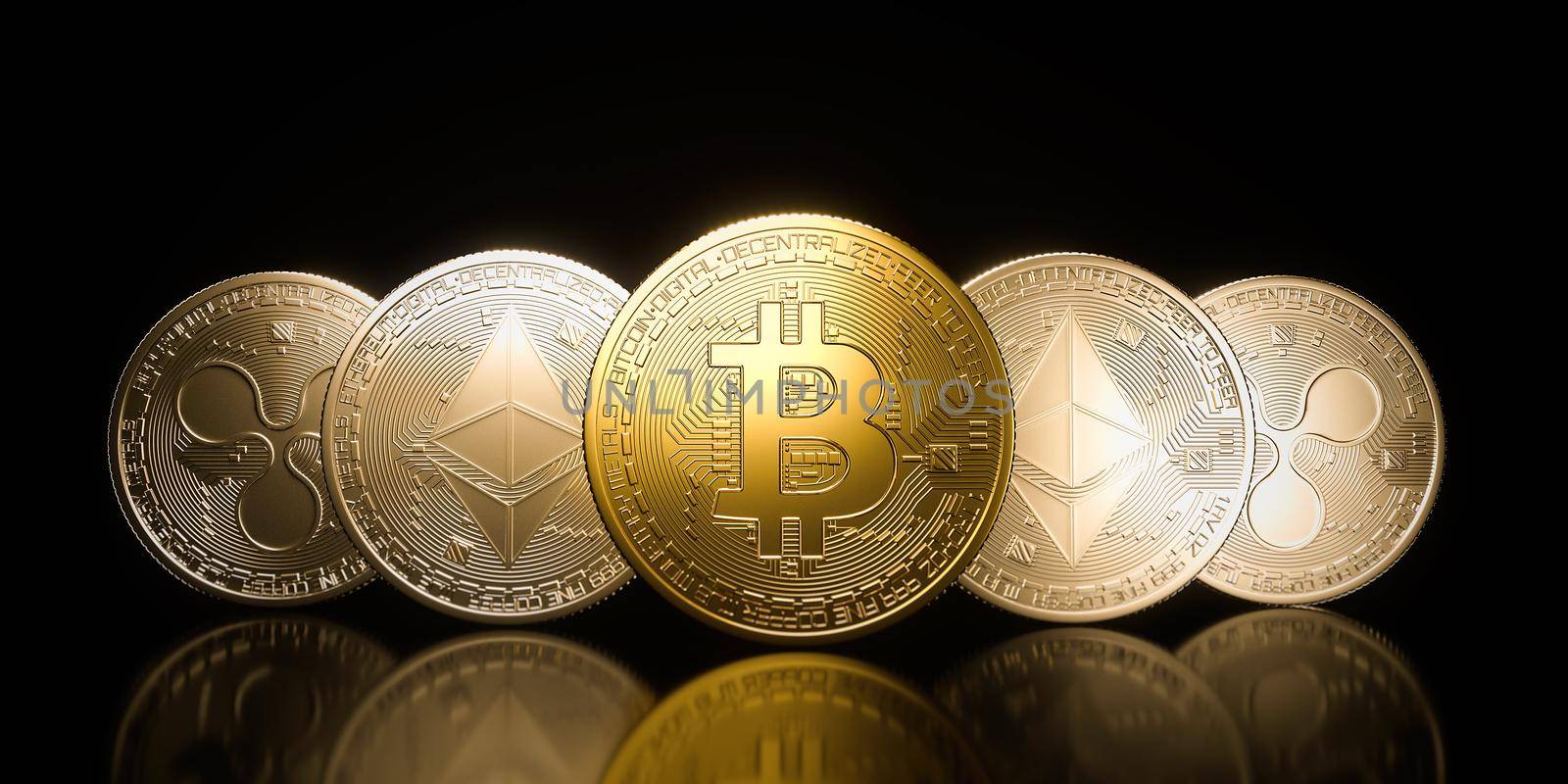 Bitcoin gold coin, Cryptocurrency on a black background