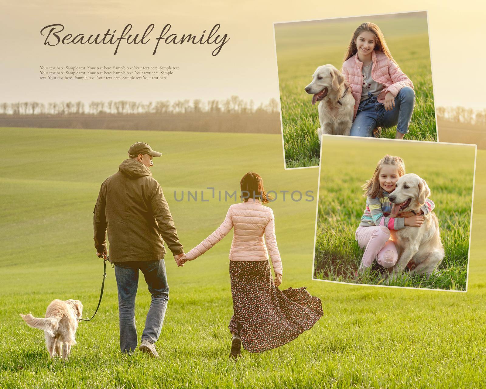 Collage of cute family enjoying time together