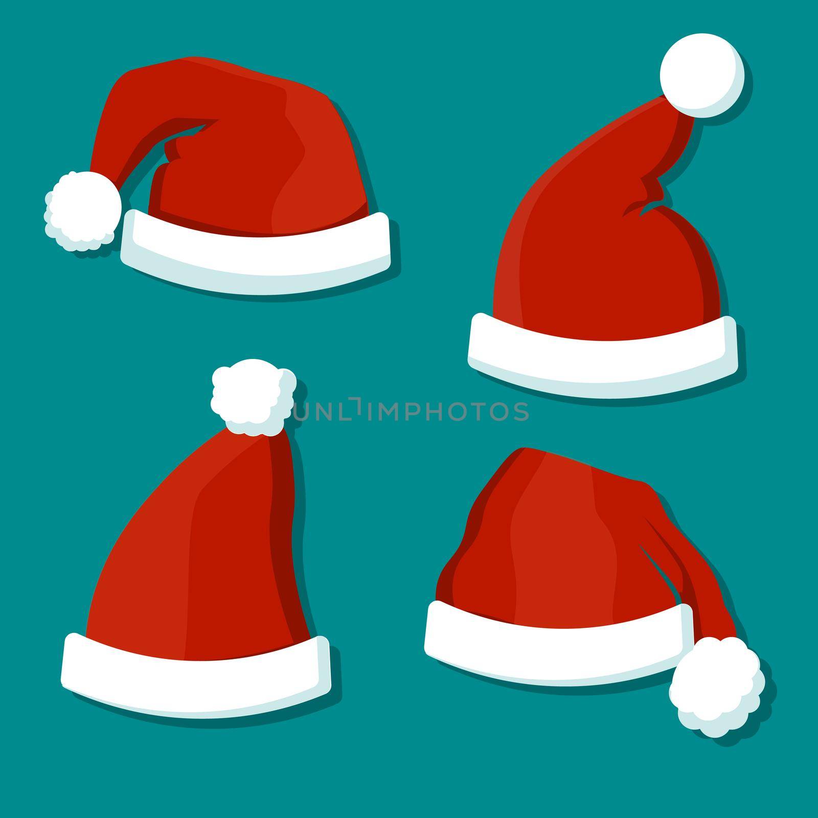 Santa hat symbol illustration. Holiday red hat santa claus design decoration. Winter Merry christmas and new year celebration by Alxyzt