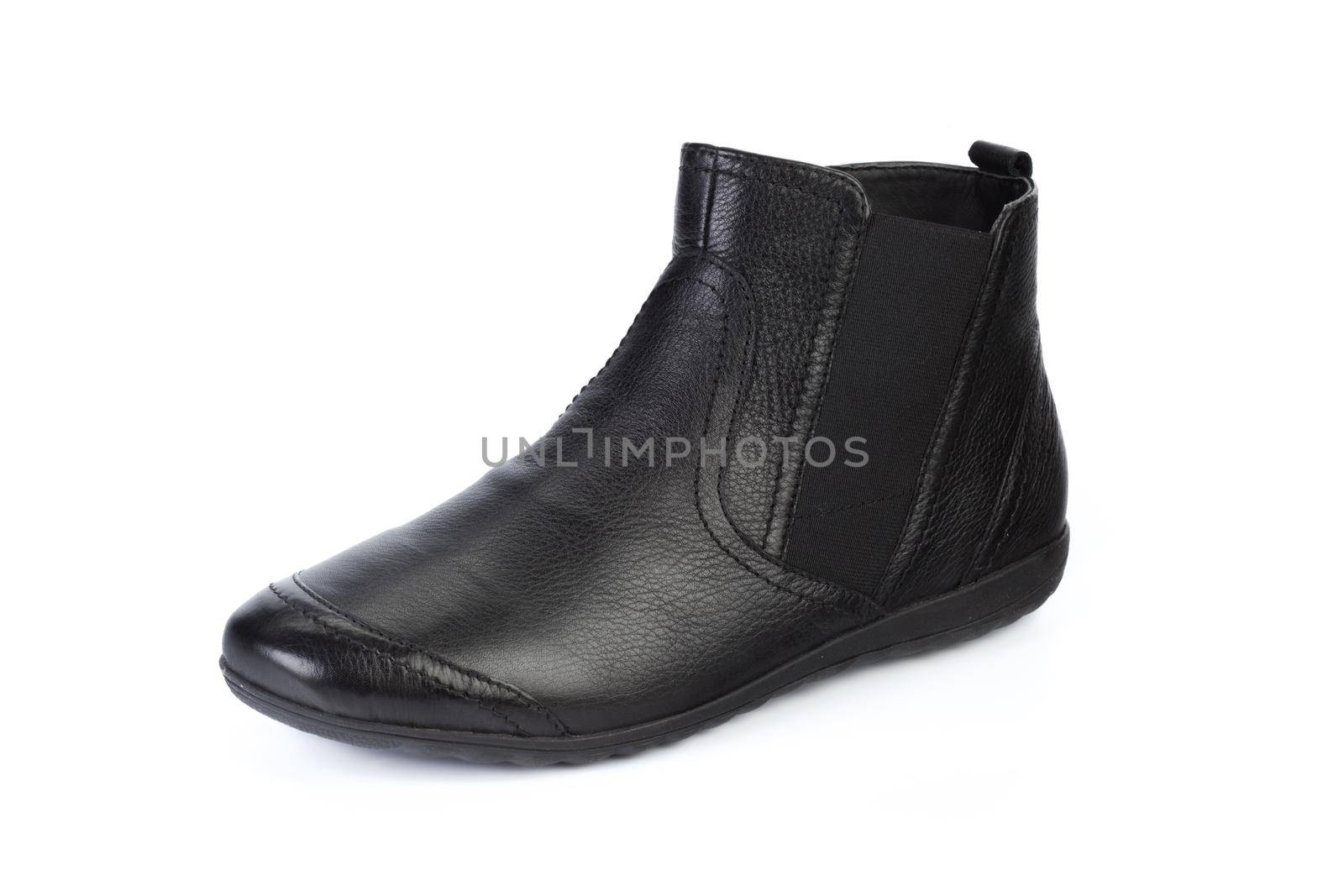 Black leather formal male shoes isolated on white background