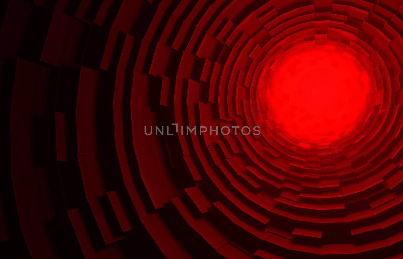 Red Sci-Fi Architecture Background Circular Building 3d Rendering circles pattern by Dreamsachiever