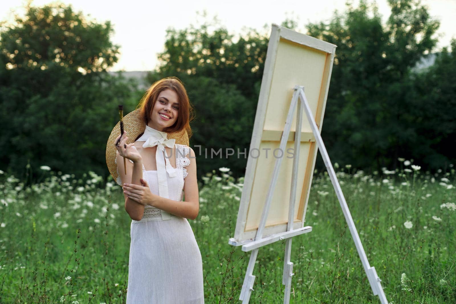 woman artist outdoors landscape creative hobby lifestyle by Vichizh