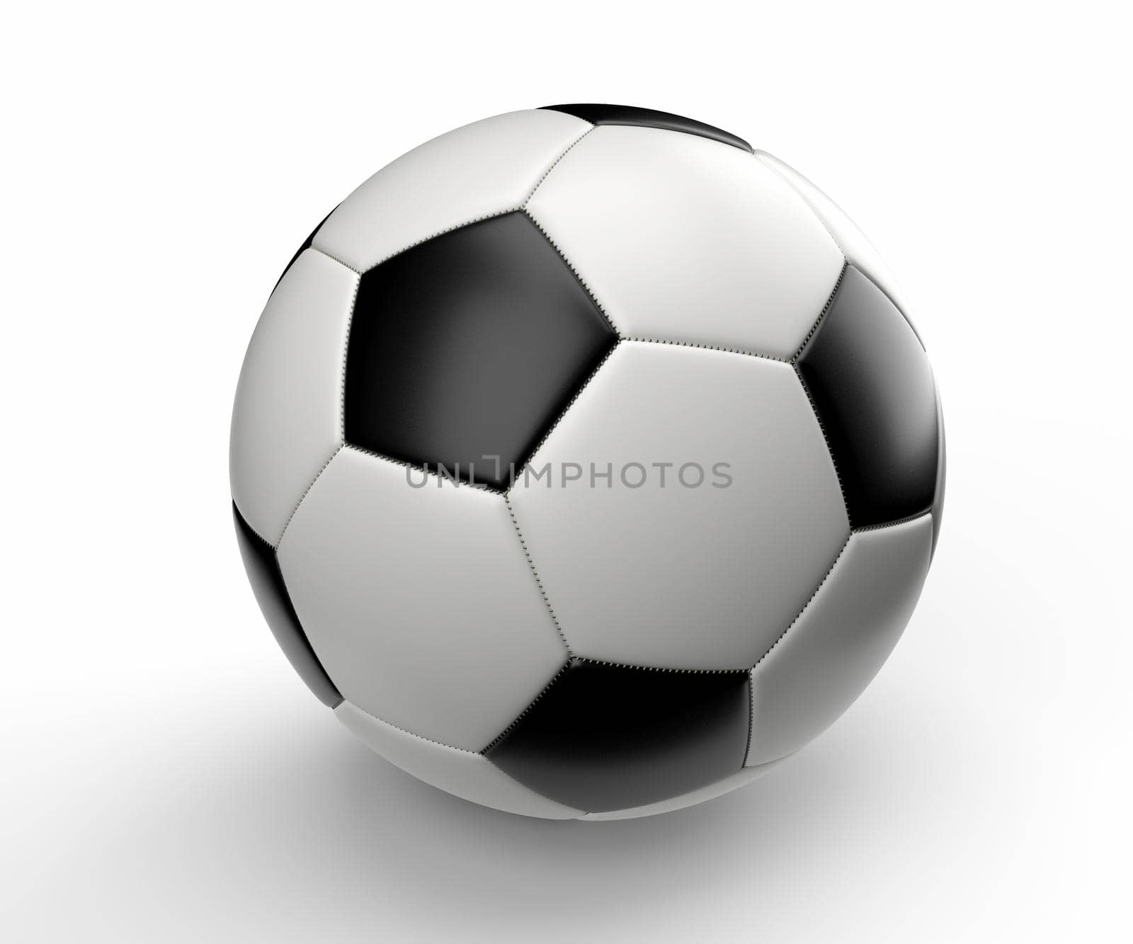 Soccer ball on white background, 3D rendering illustration.
