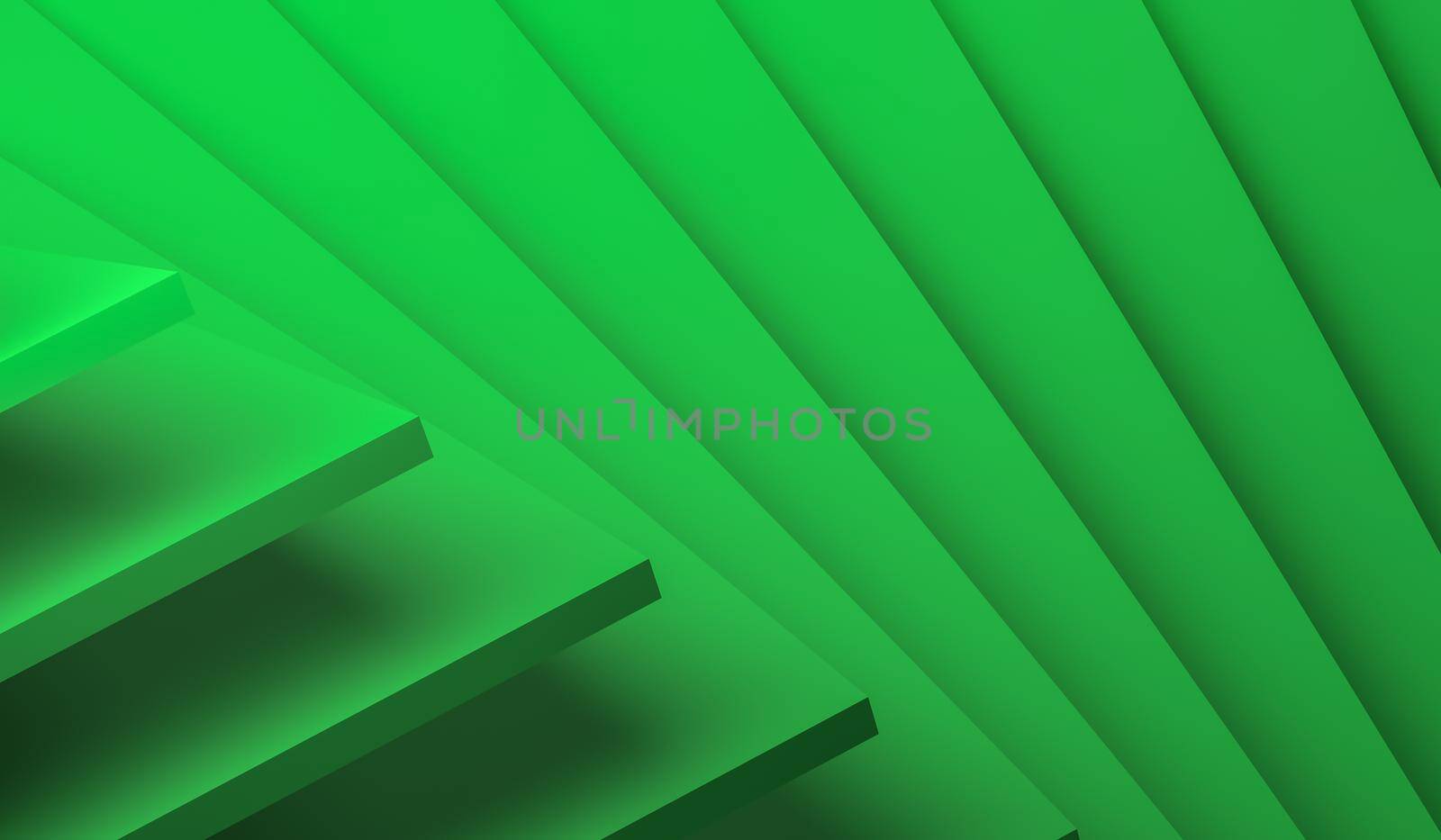 Green triangles abstract background for design, book cover template, business brochure, website template design 3D rendering illustration