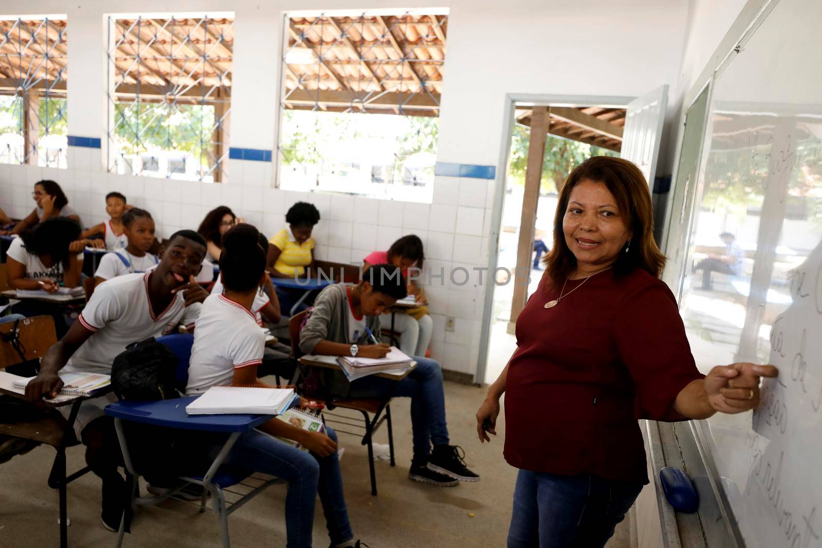lauro de freitas, bahia, brazil - august 21, 2019: public school students are seen in a classroom in the city of lauro de Freitas.