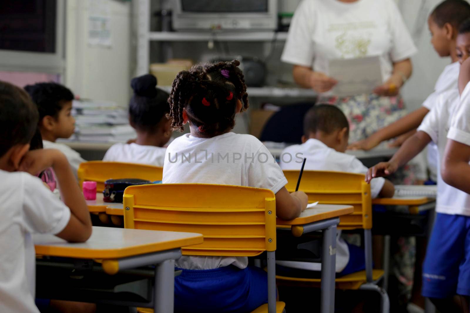 salvador, bahia, brazil - july 24, 2019: children are seen at a daycare center of the Bahia Military Police in the city of Salvador.