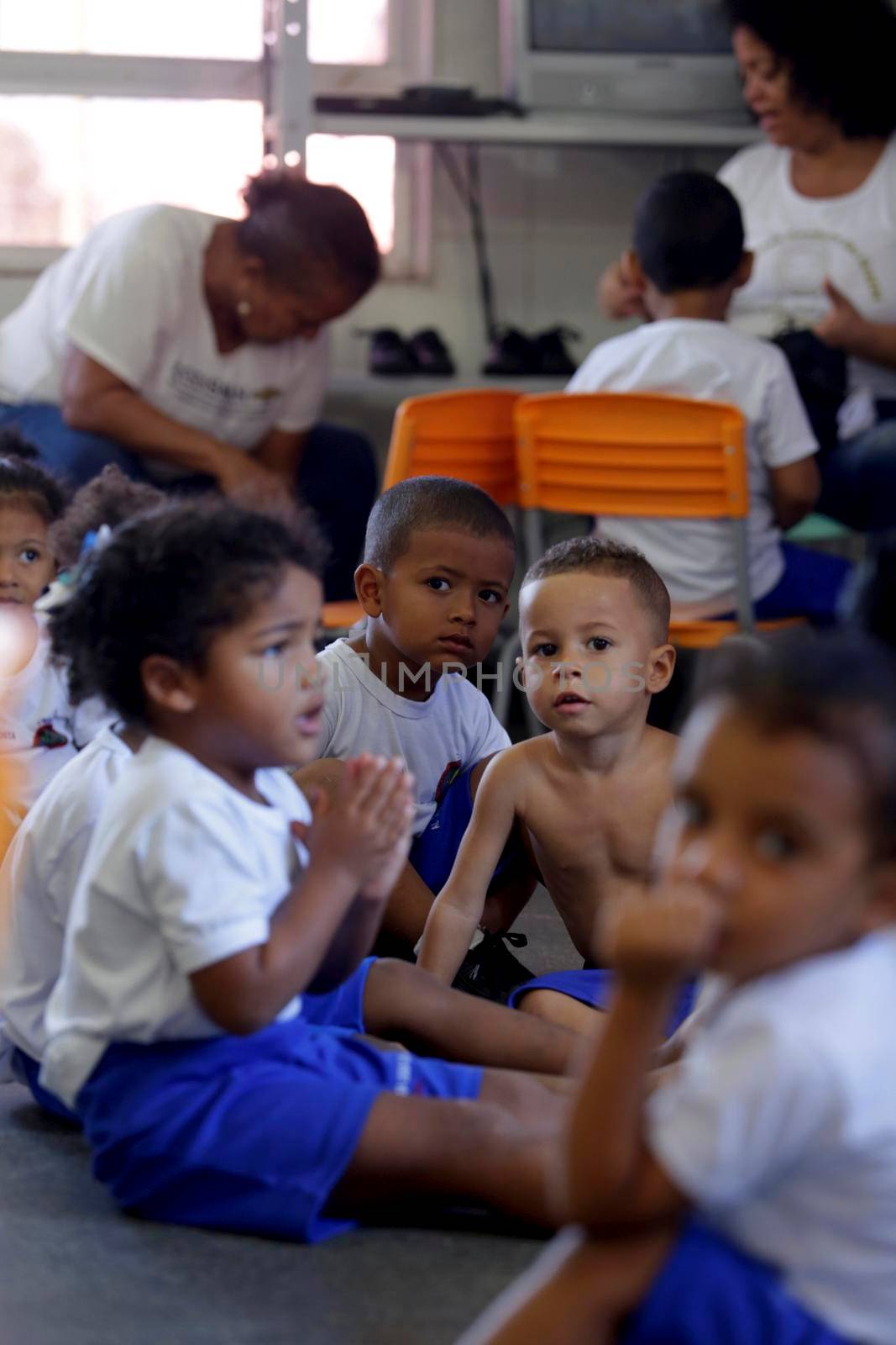 salvador, bahia, brazil - july 24, 2019: children are seen at a daycare center of the Bahia Military Police in the city of Salvador.