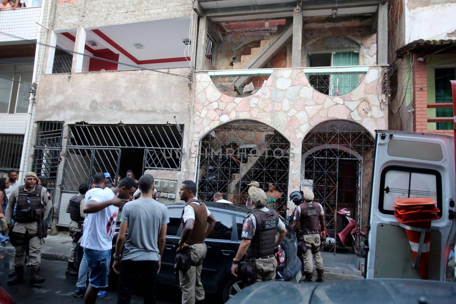 salvador, bahia, brazil - noovember 21, 2012: Military Police agents are seen during police operation in the Pernambues neighborhood in the city of Salvador.