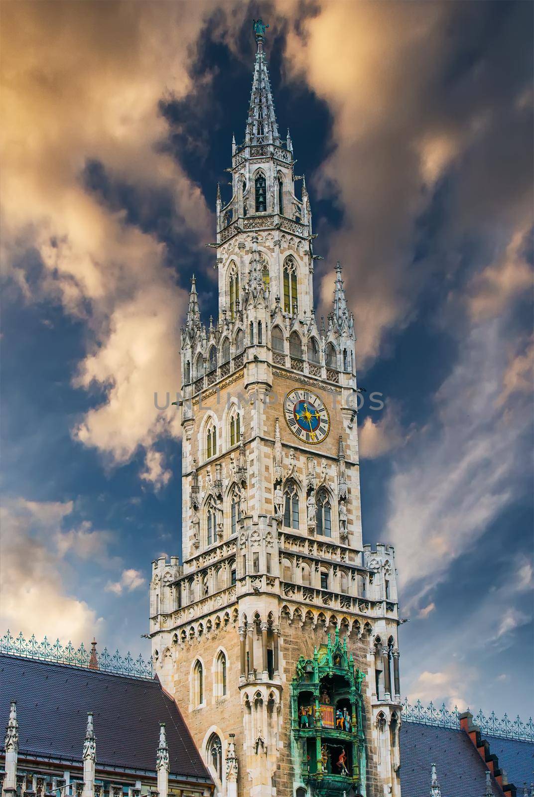 New Town Hall in Munich at sunset