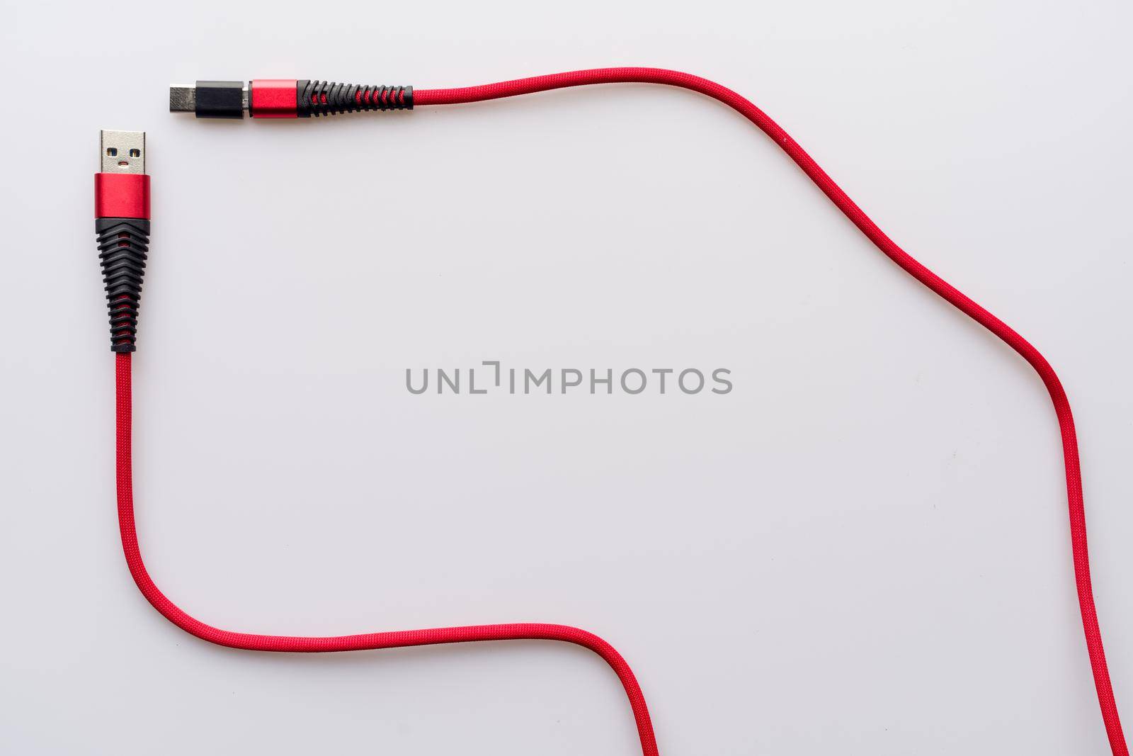 Charging and connection red cable USB to micro with type c adapter by zartarn