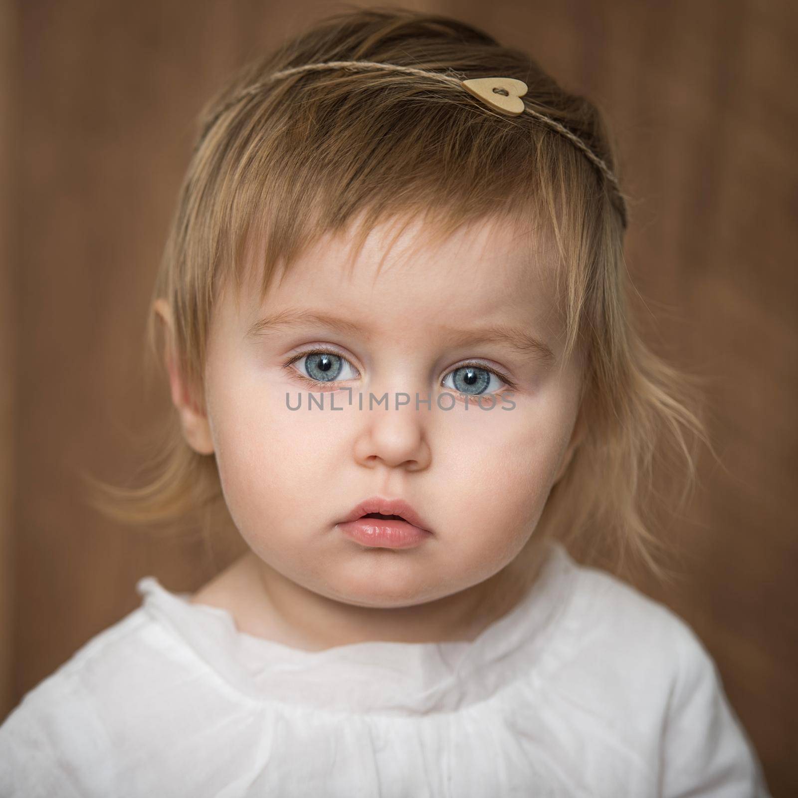 portrait of a little girl in retro style close-up