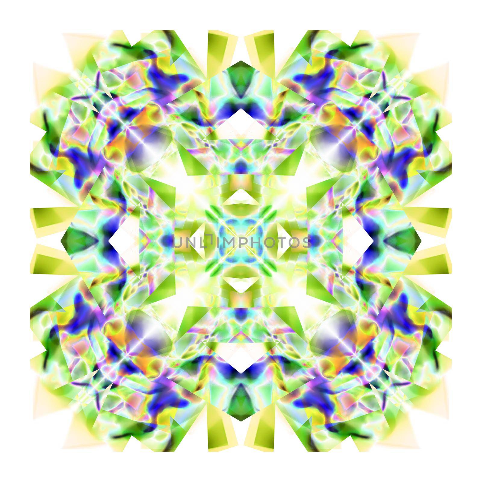 Abstract symmetric pattern background. The image with mirror effect. Kaleidoscopic abstract psychedelic design.