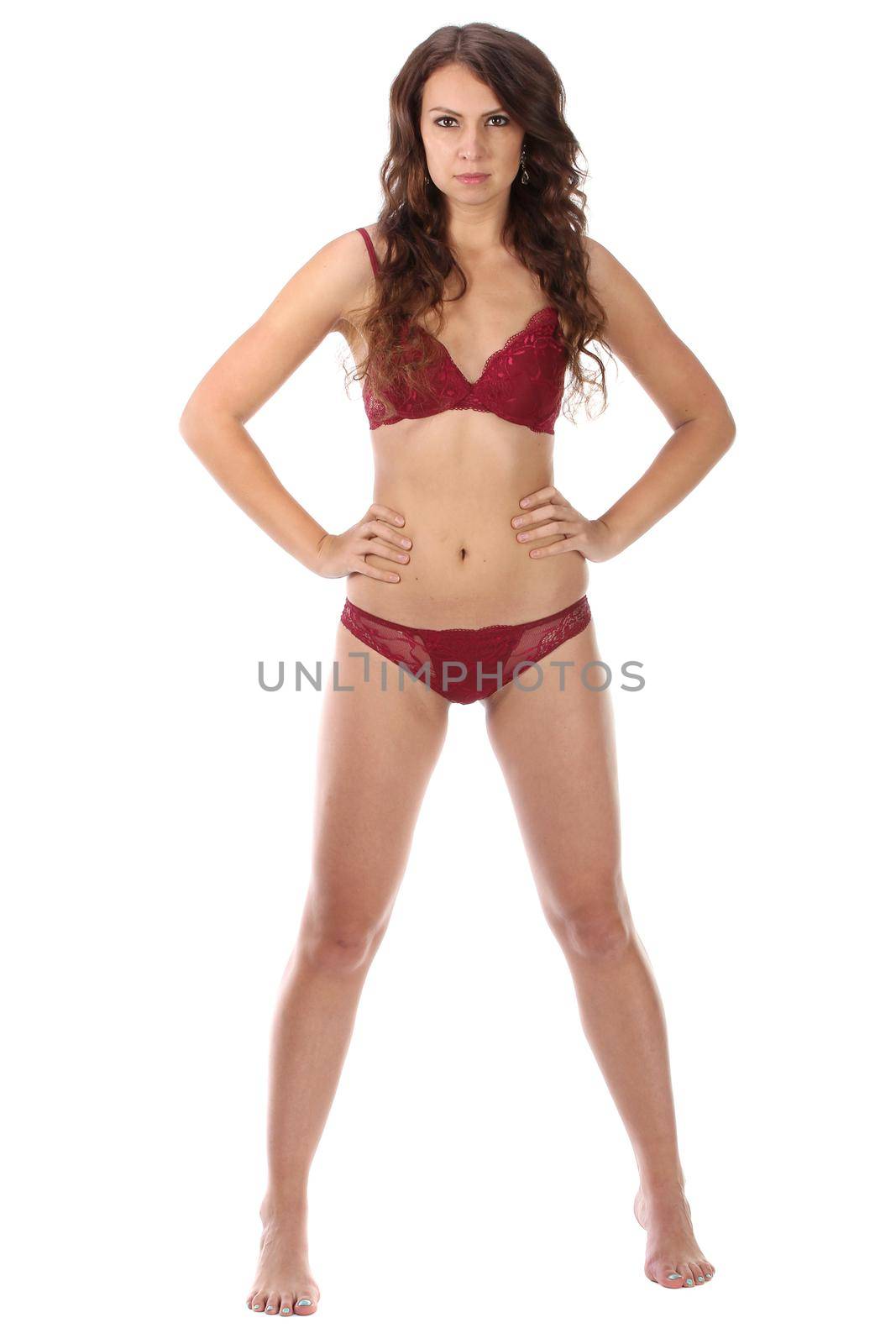 Beautiful full body brunette beauty woman in sexy underwear by gsdonlin