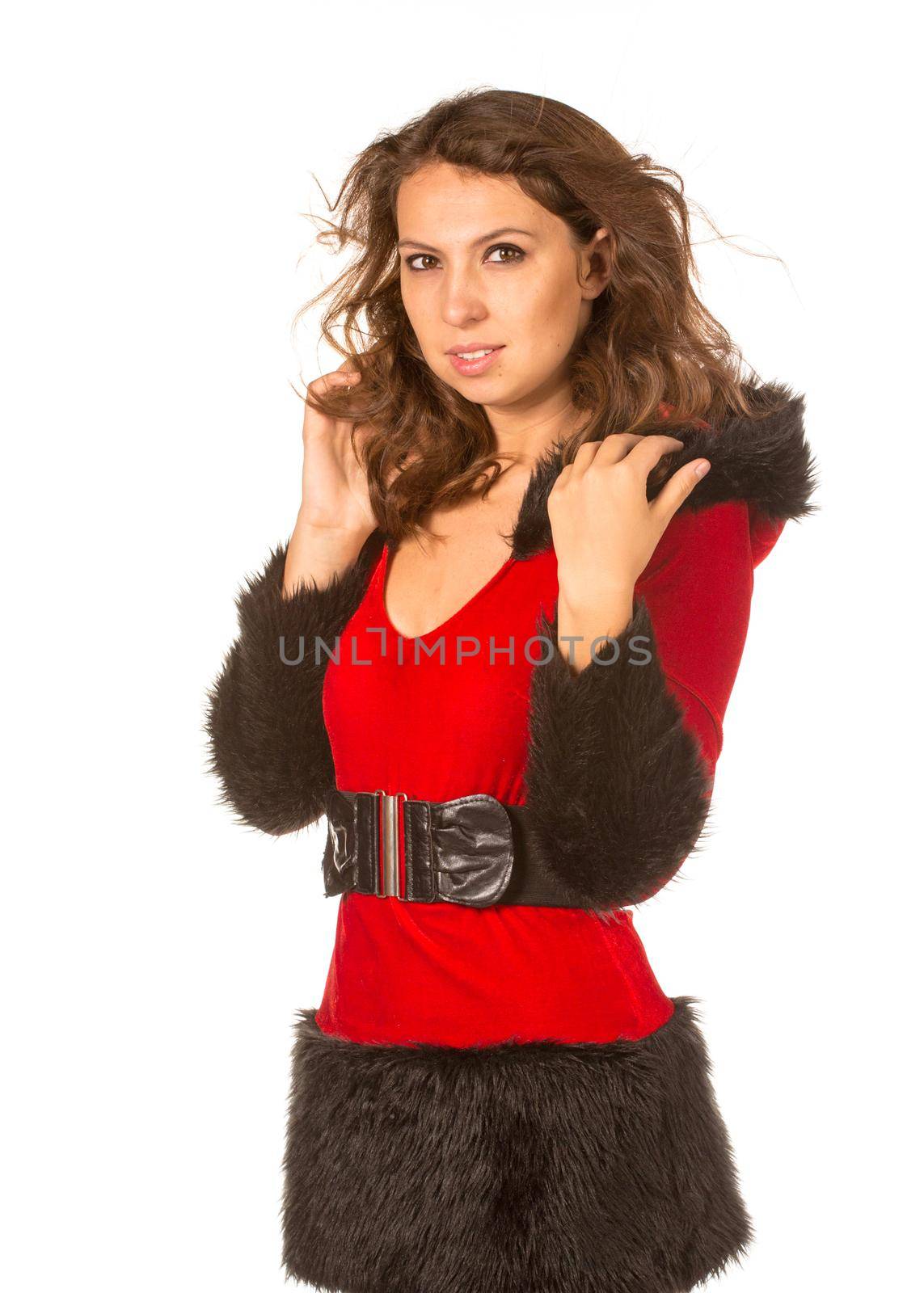 Beautiful young woman dressed with Christmas costume by gsdonlin