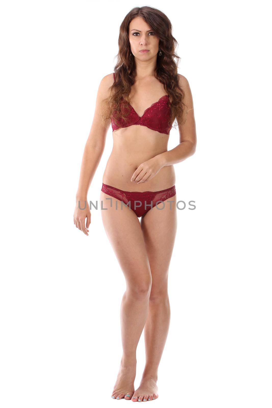 Beautiful full body brunette beauty woman in sexy underwear by gsdonlin