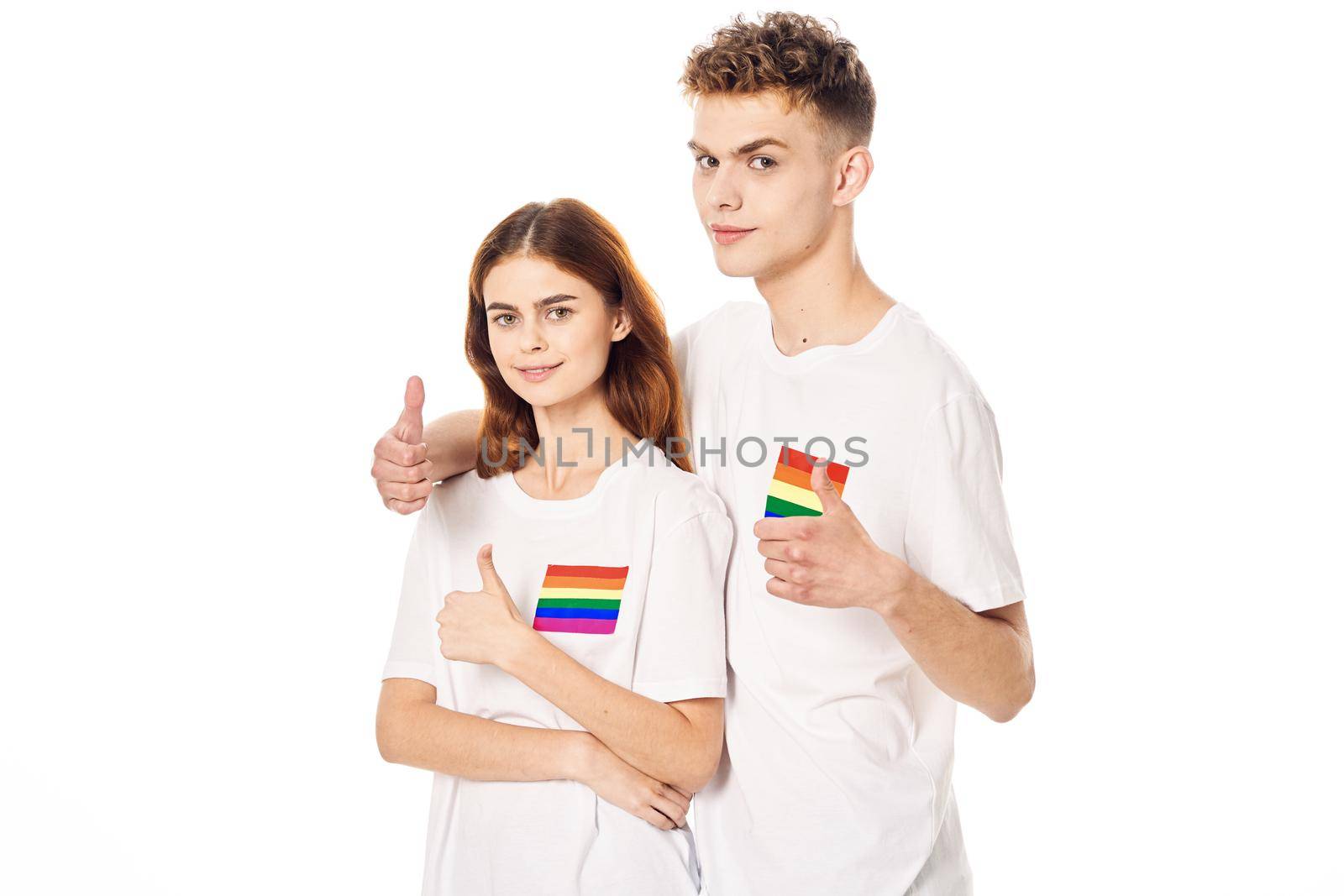 couple Flag lgbt transgender sexual minorities light background. High quality photo