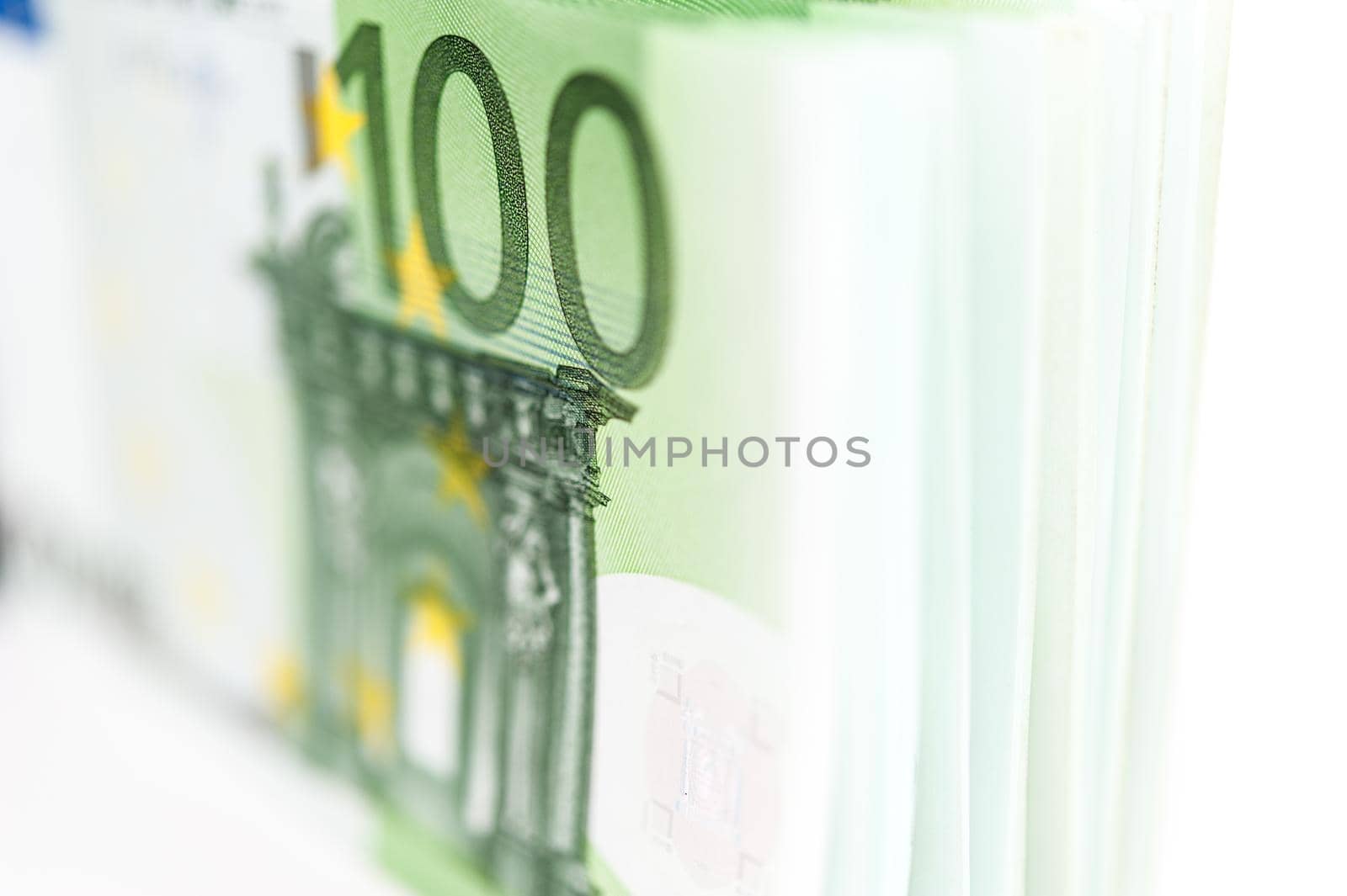 Euro money, Euro cash background. Banknotes of the european union on a white background. Close up. Shallow depth of field.
