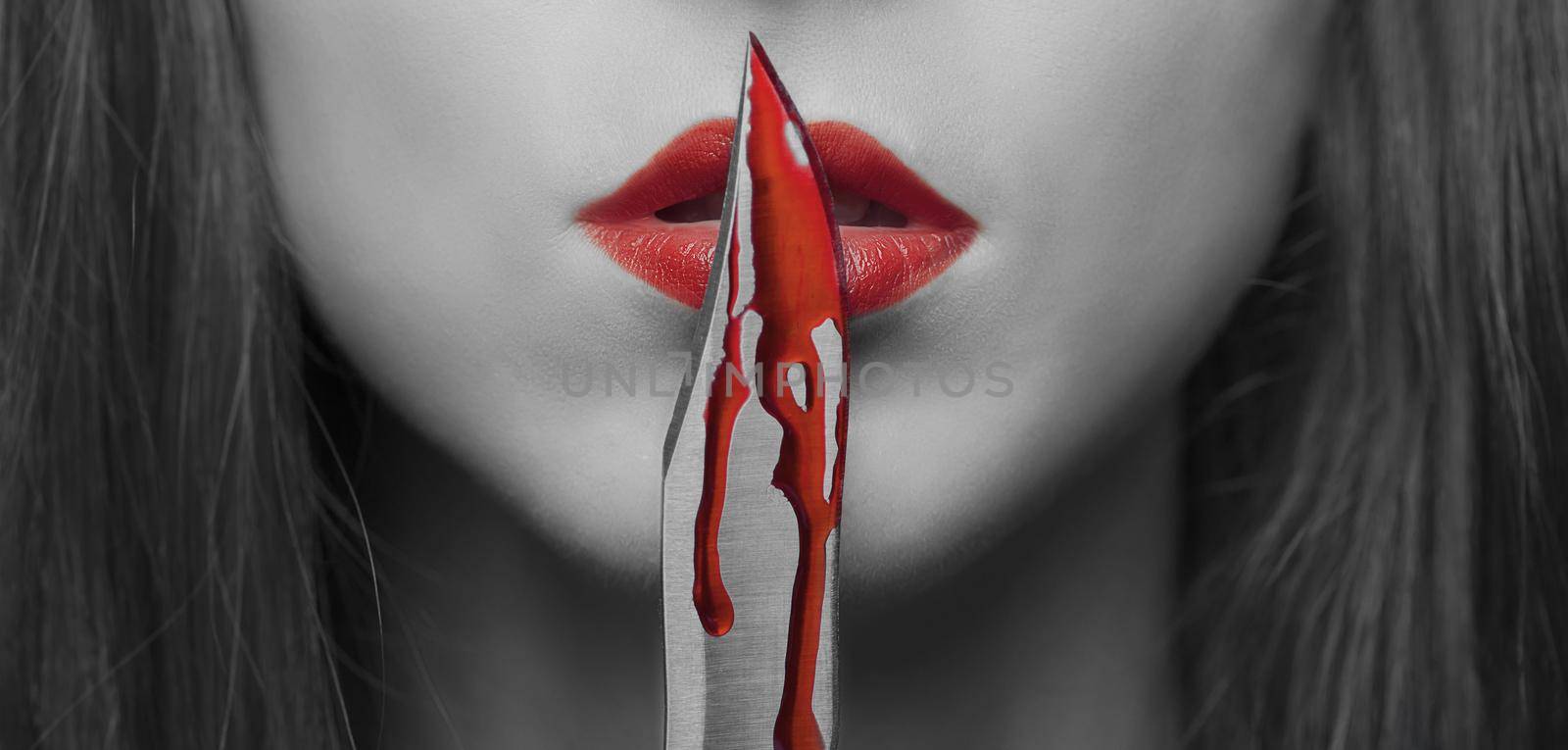 Dangerous woman with knife in blood by alexAleksei