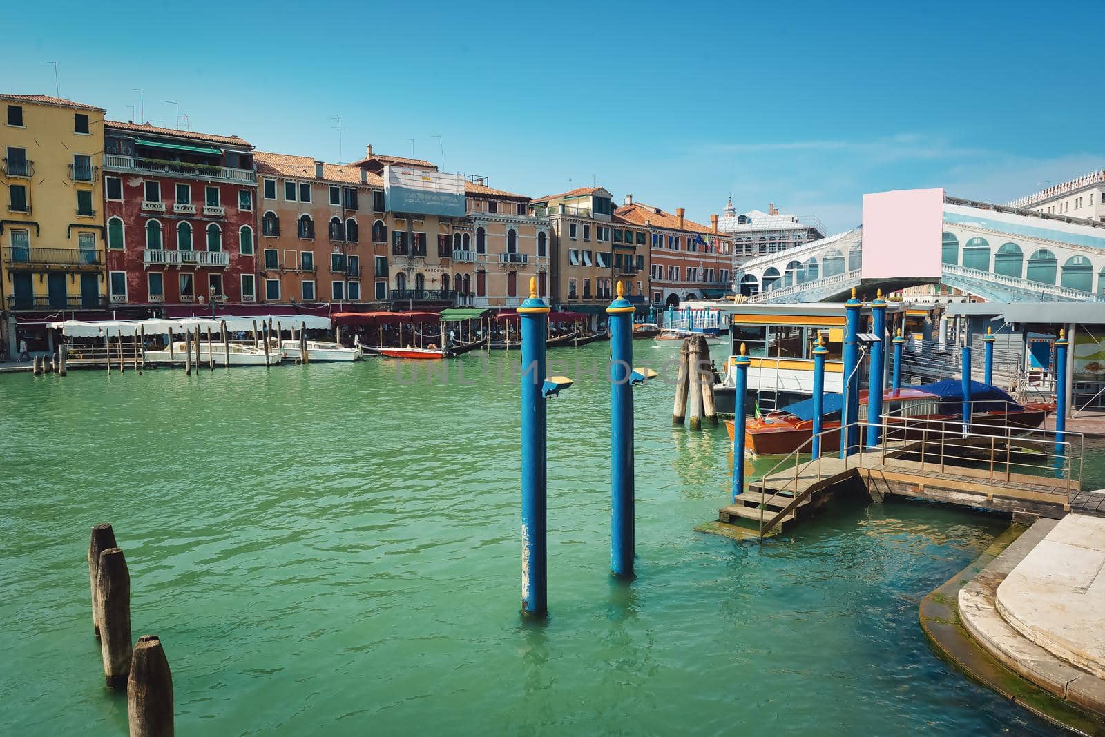 Rialto bridge and gondolas in Venice, Italy