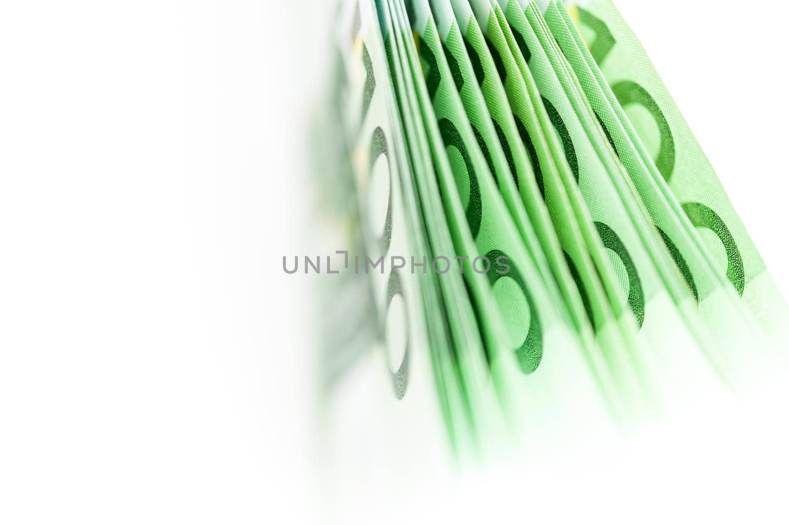 Euro money, Euro cash background. Banknotes of the european union on a white background. Shallow depth of field. by bashta