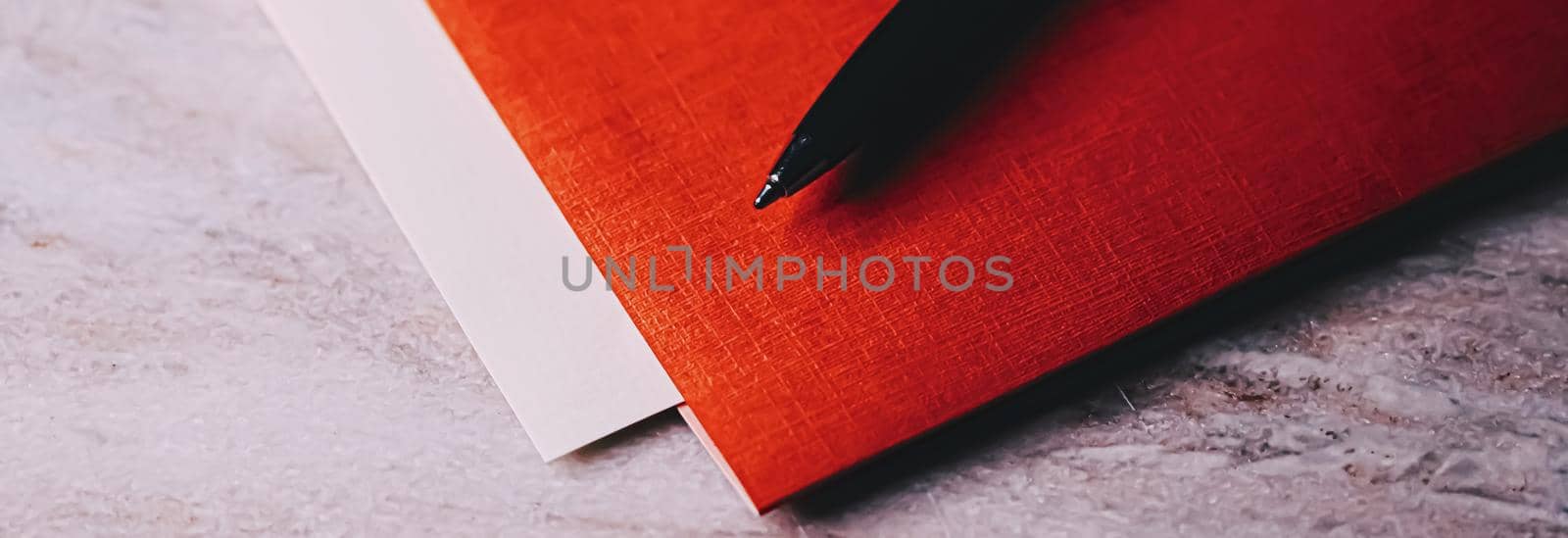 Pen and papers as office stationery, closeup